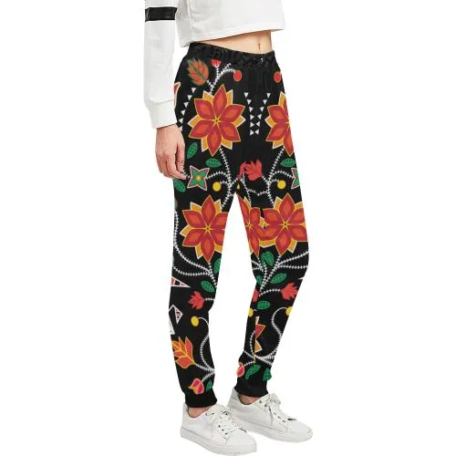 Floral Beadwork Six Bands Women's Sweatpants