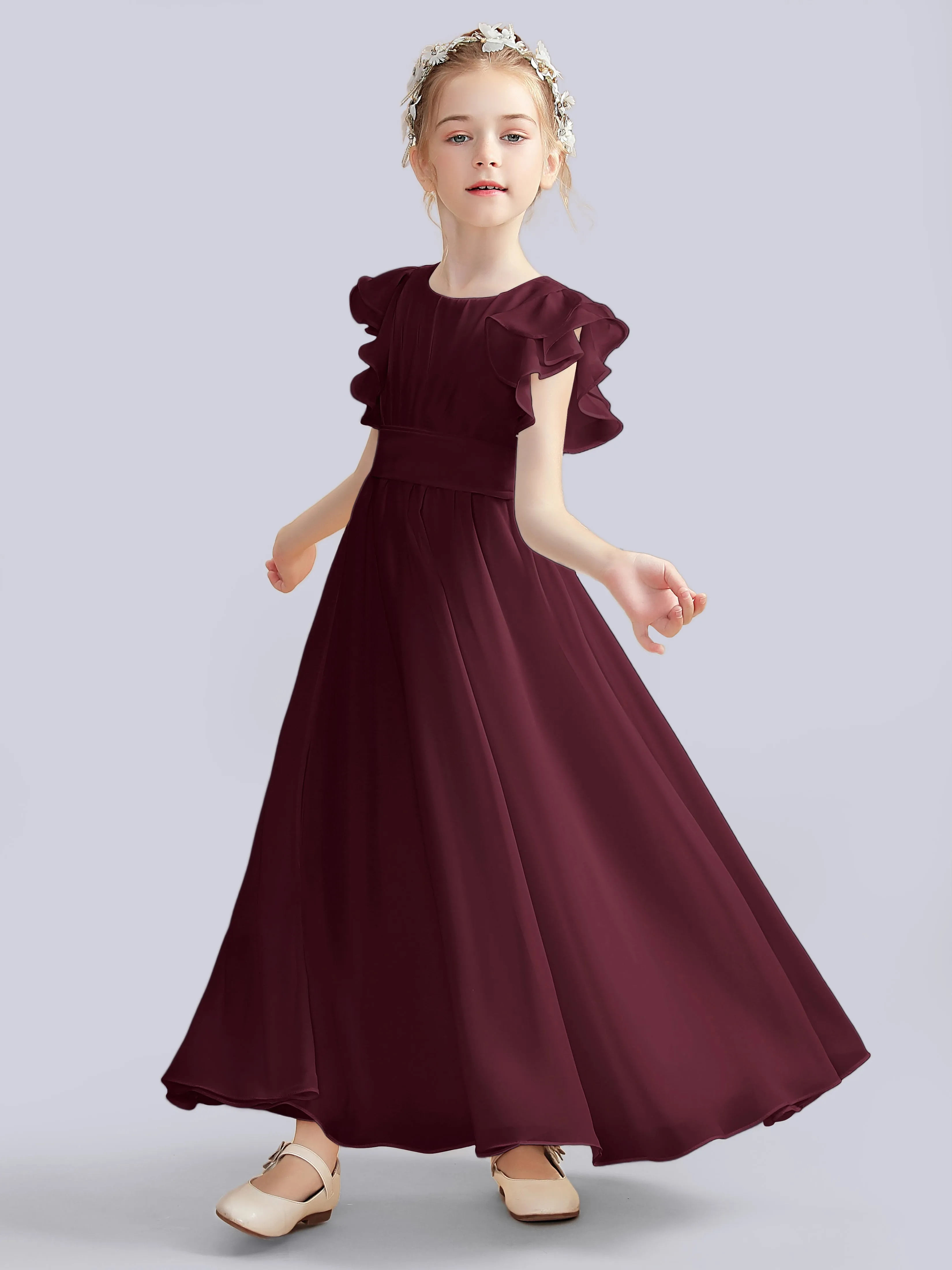 Flutter Crinkle Chiffon Junior Bridesmaid Dress