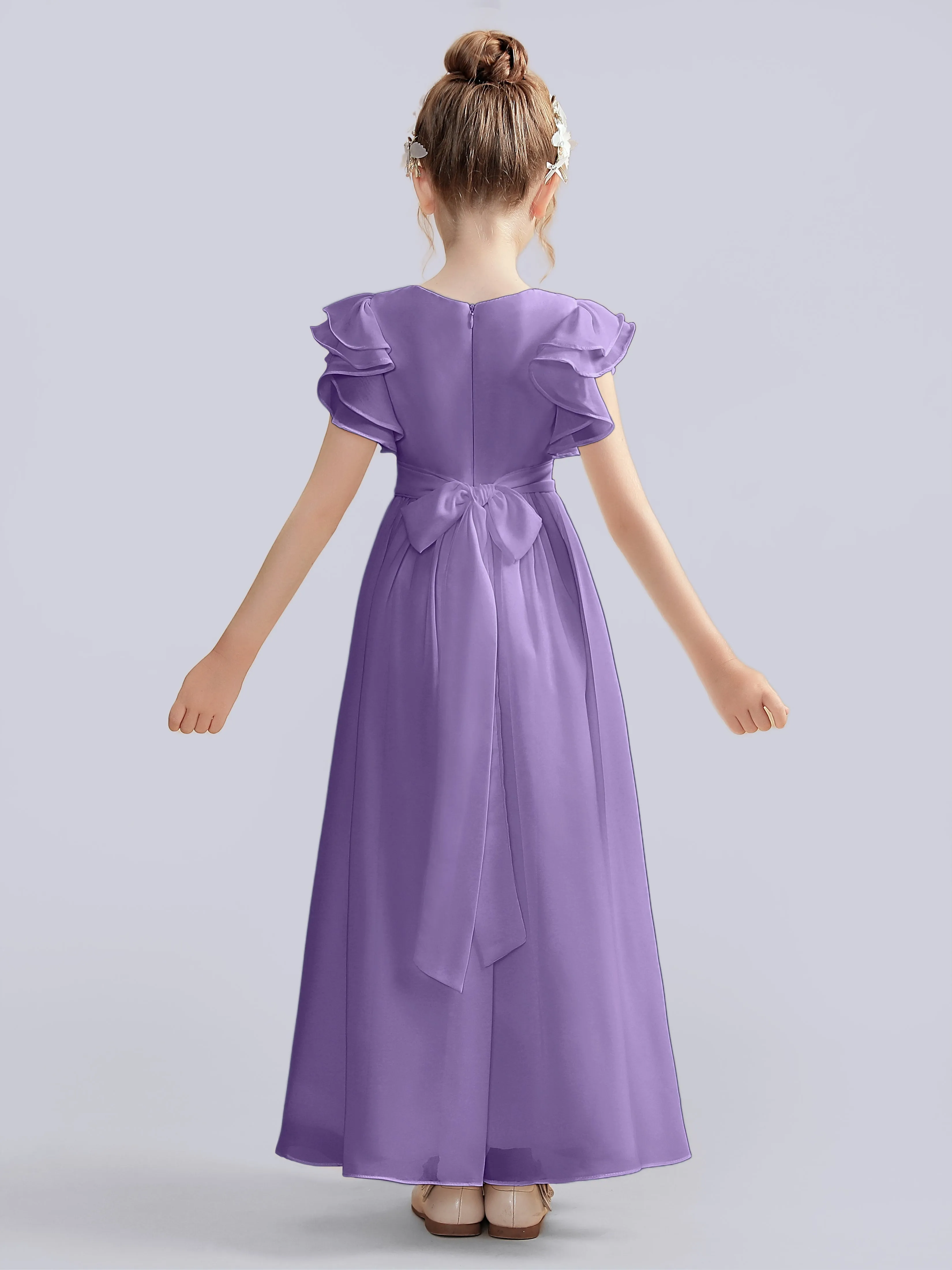 Flutter Crinkle Chiffon Junior Bridesmaid Dress