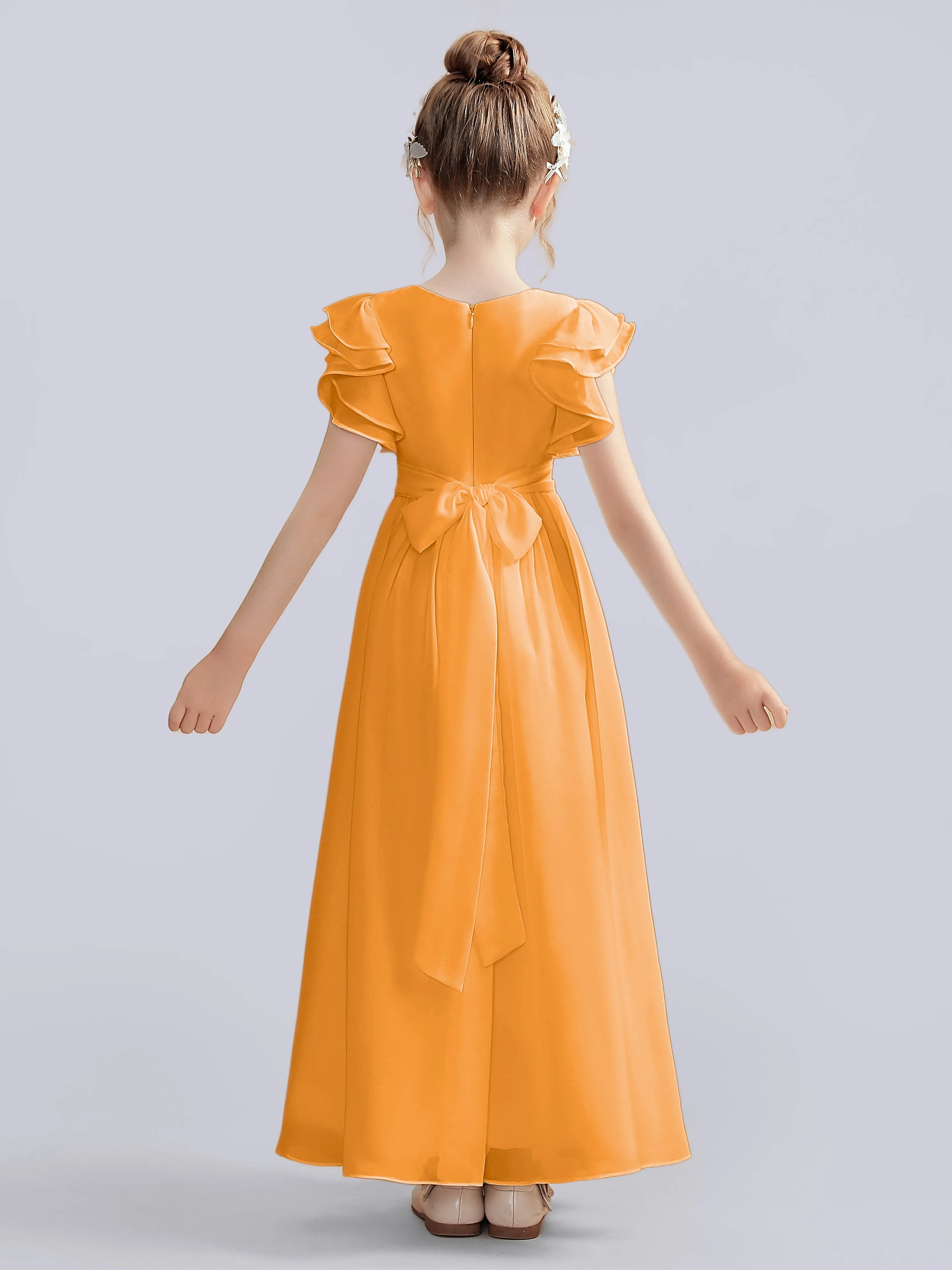 Flutter Crinkle Chiffon Junior Bridesmaid Dress