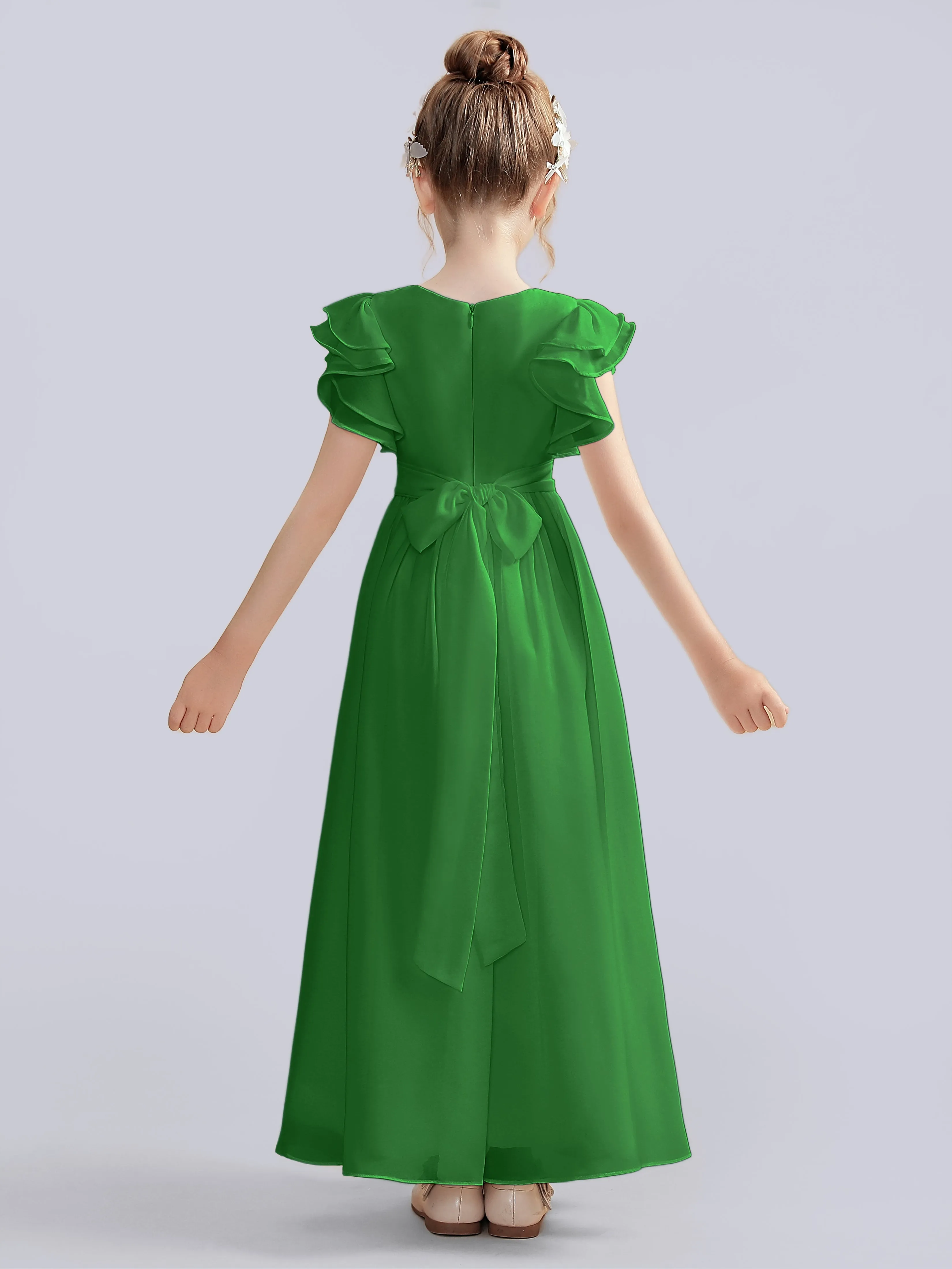 Flutter Crinkle Chiffon Junior Bridesmaid Dress