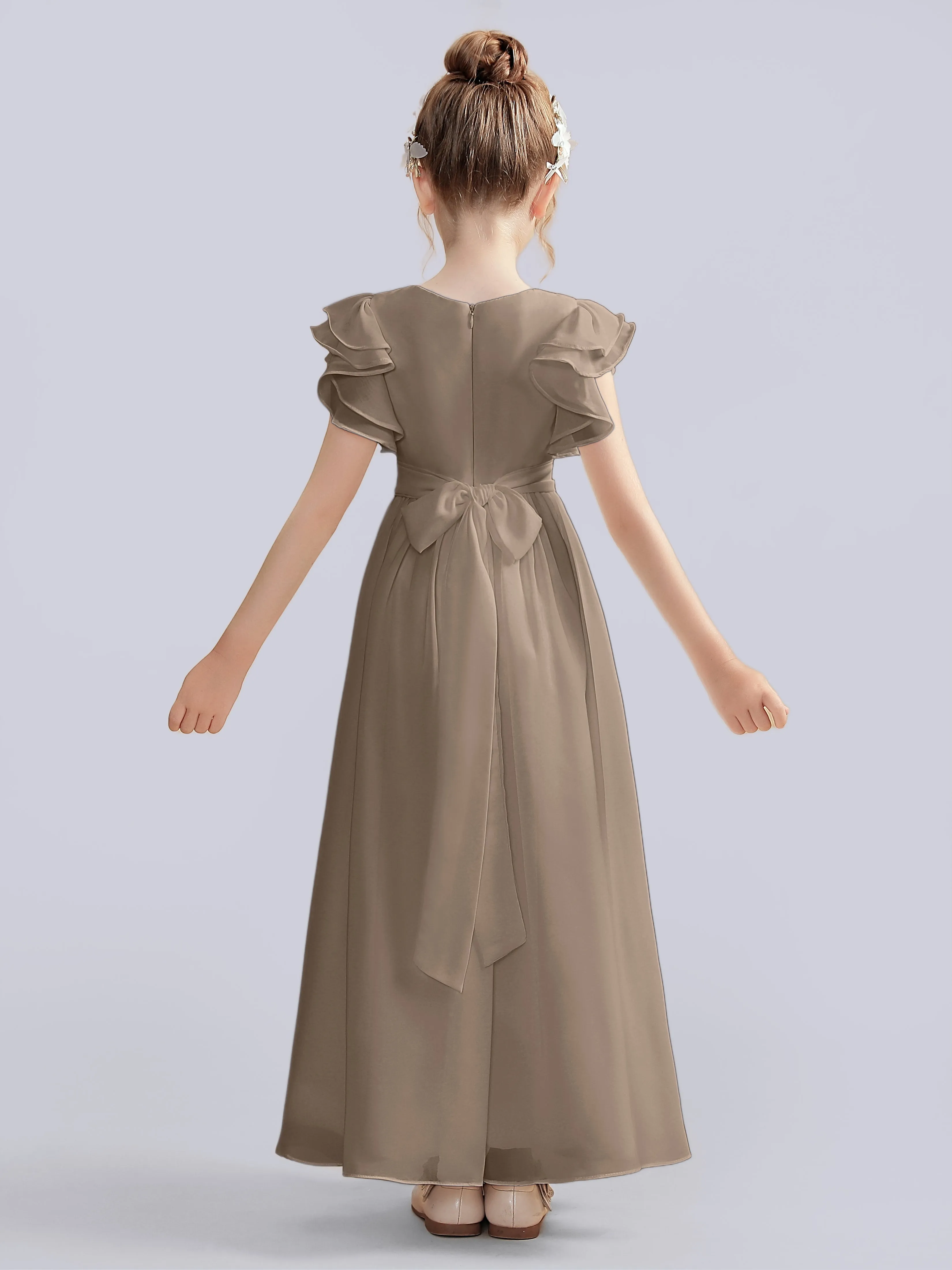 Flutter Crinkle Chiffon Junior Bridesmaid Dress