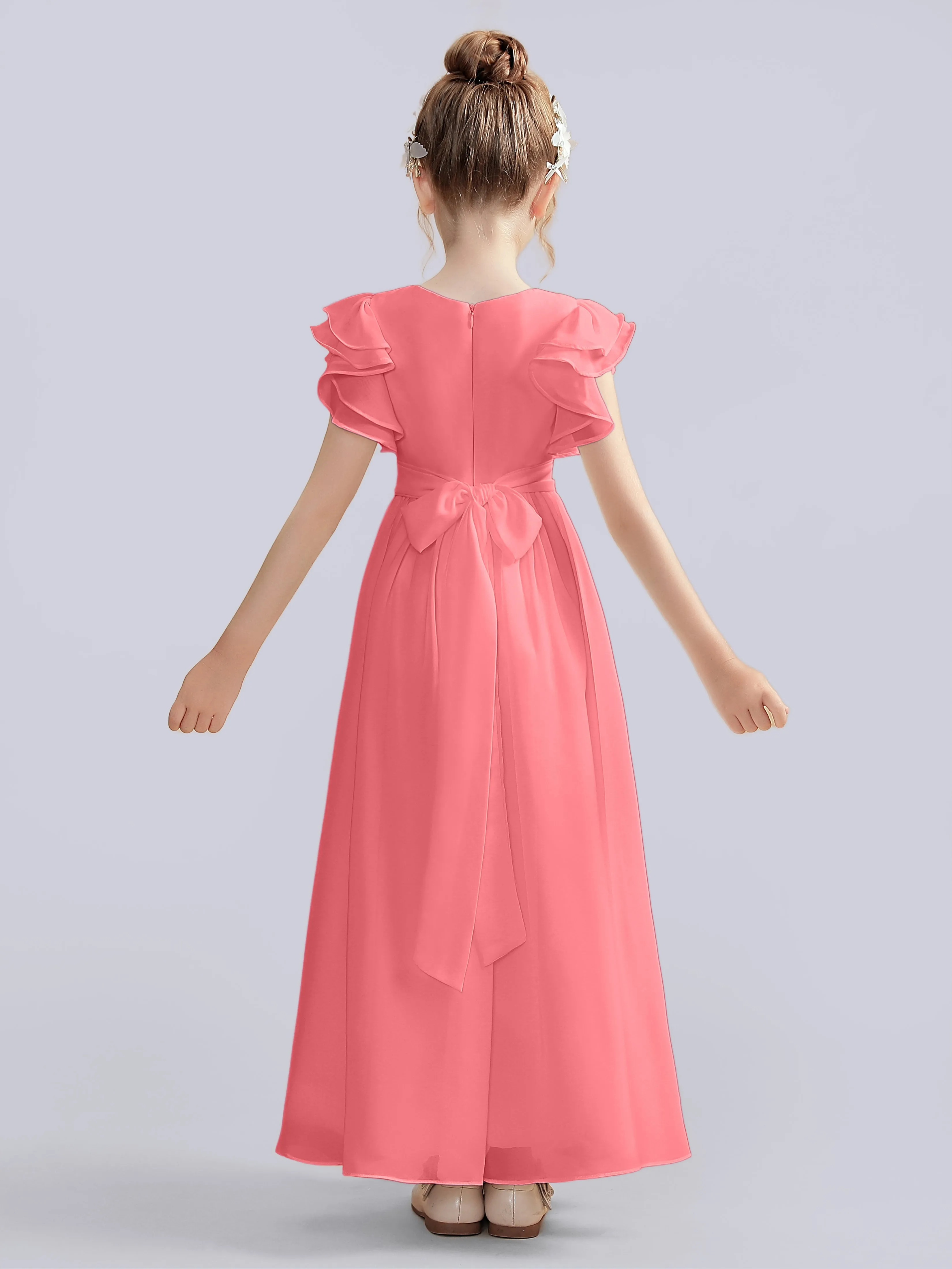 Flutter Crinkle Chiffon Junior Bridesmaid Dress