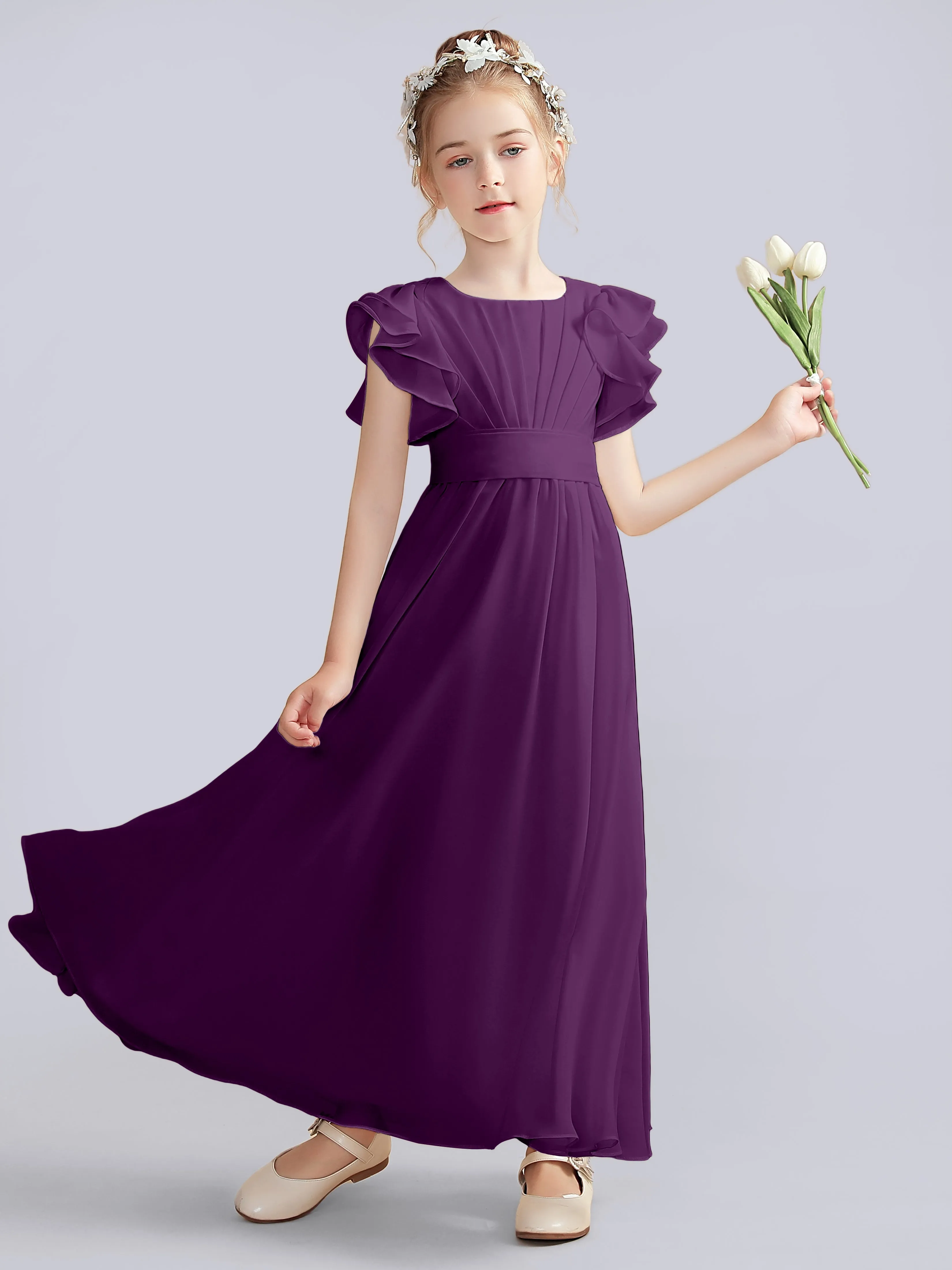 Flutter Crinkle Chiffon Junior Bridesmaid Dress