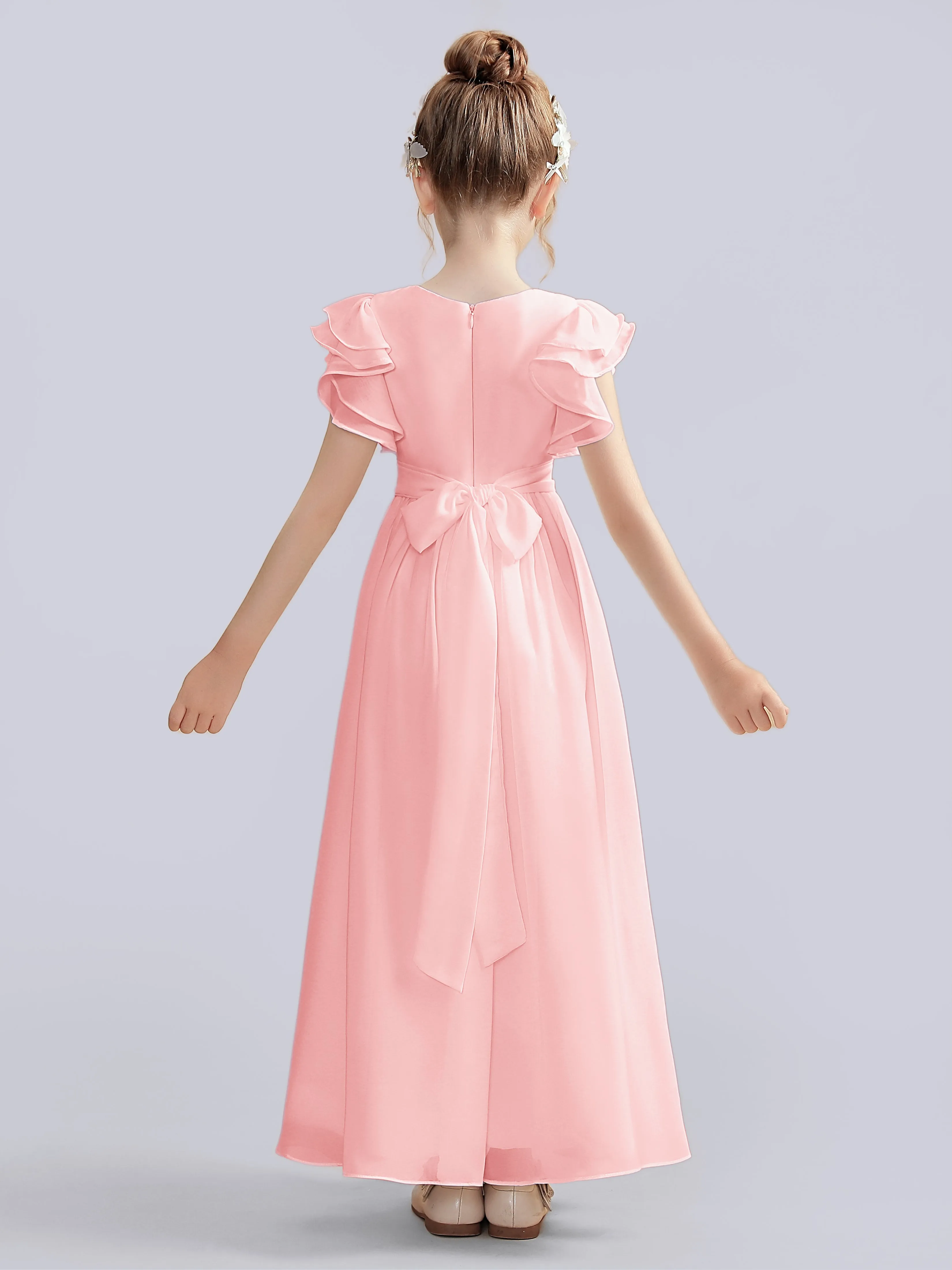 Flutter Crinkle Chiffon Junior Bridesmaid Dress