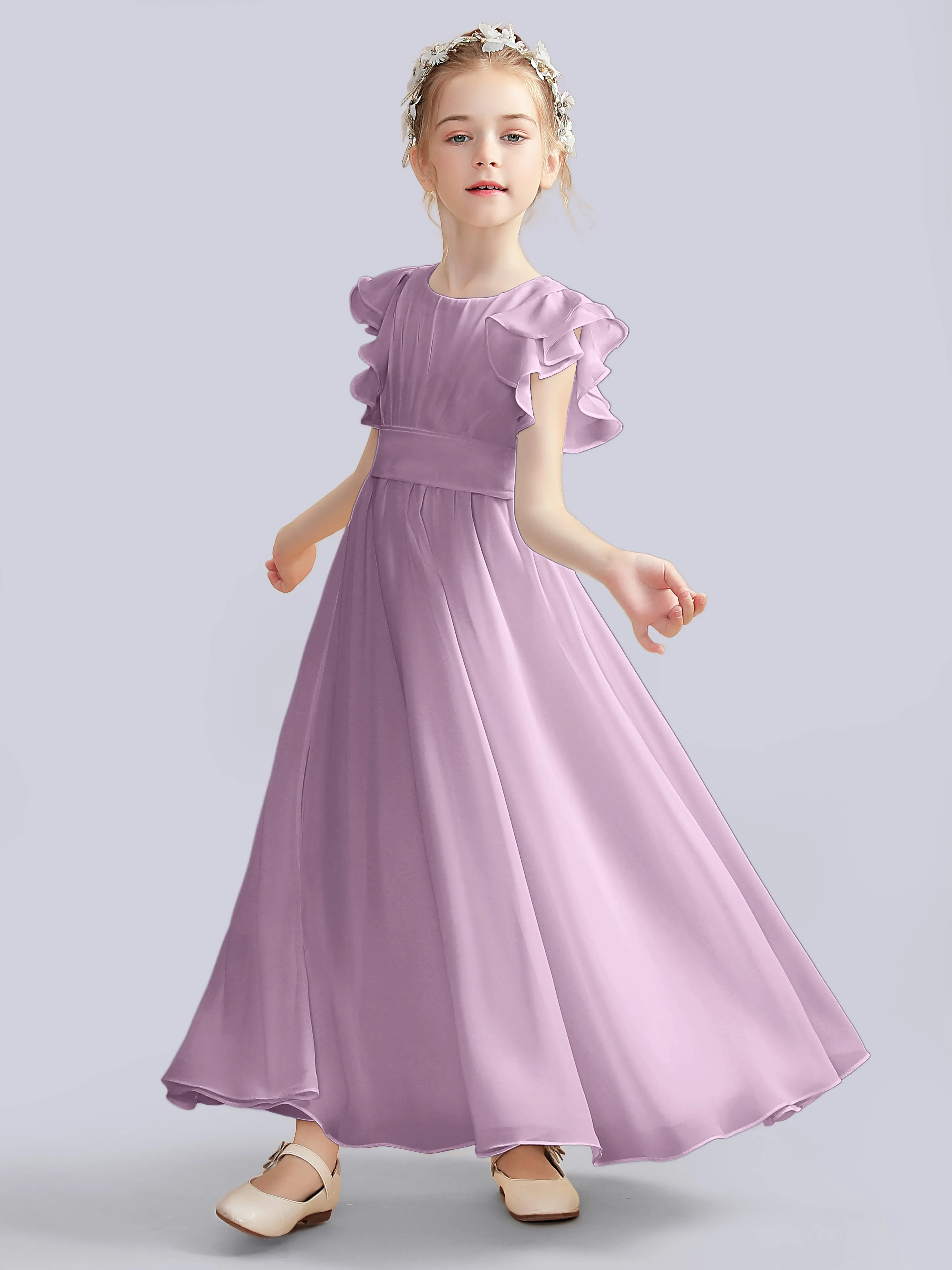 Flutter Crinkle Chiffon Junior Bridesmaid Dress