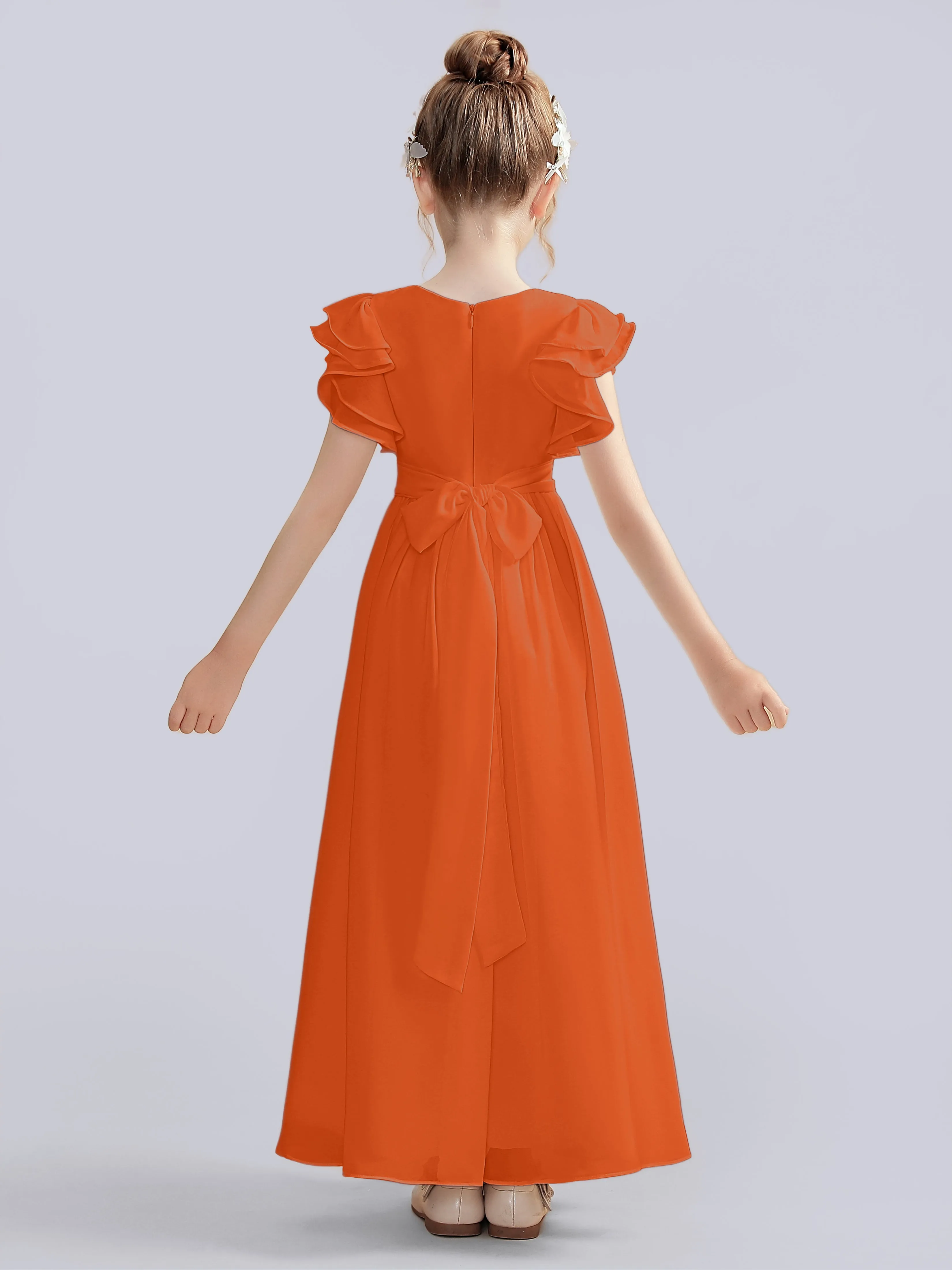 Flutter Crinkle Chiffon Junior Bridesmaid Dress