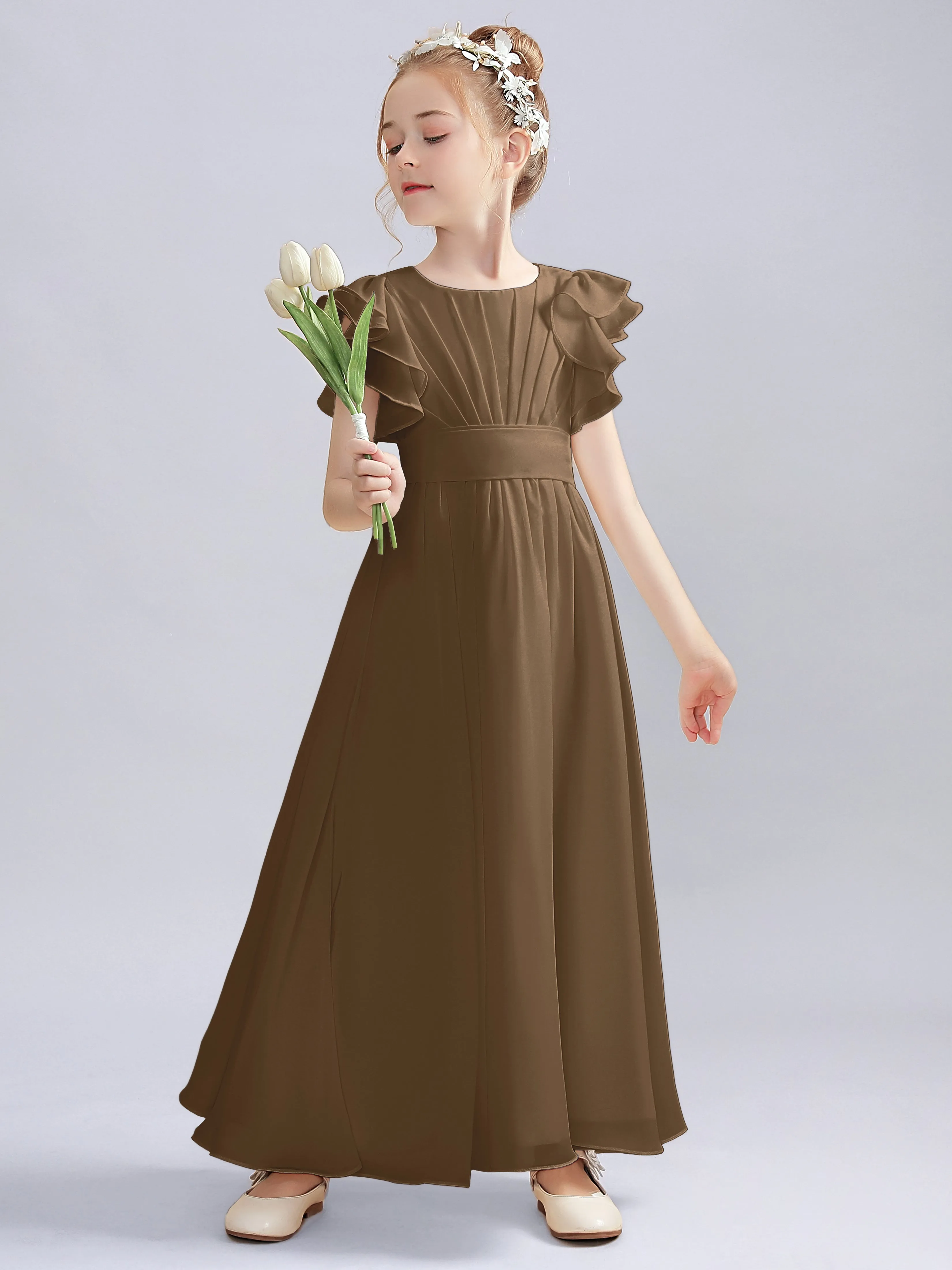 Flutter Crinkle Chiffon Junior Bridesmaid Dress