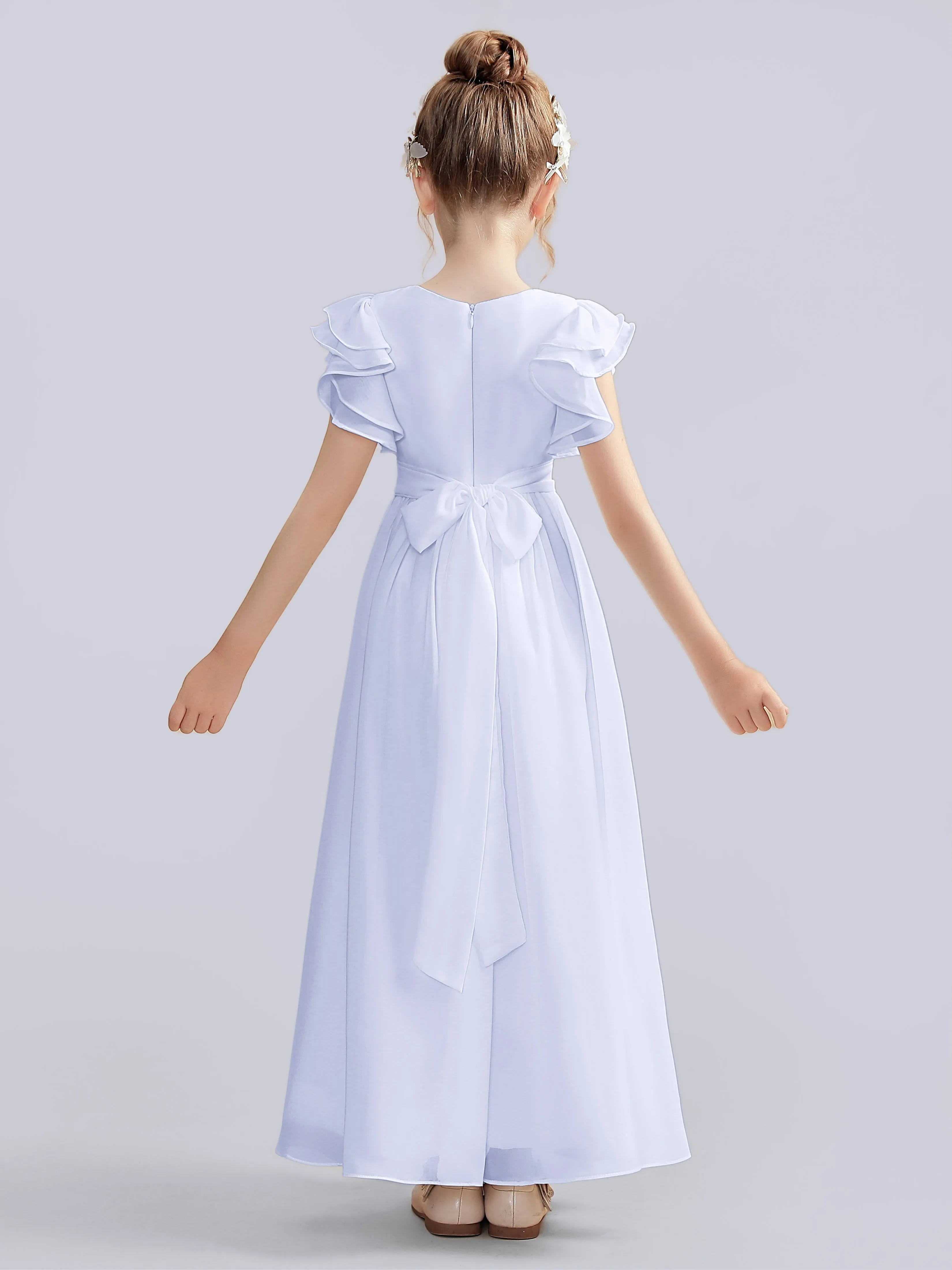 Flutter Crinkle Chiffon Junior Bridesmaid Dress