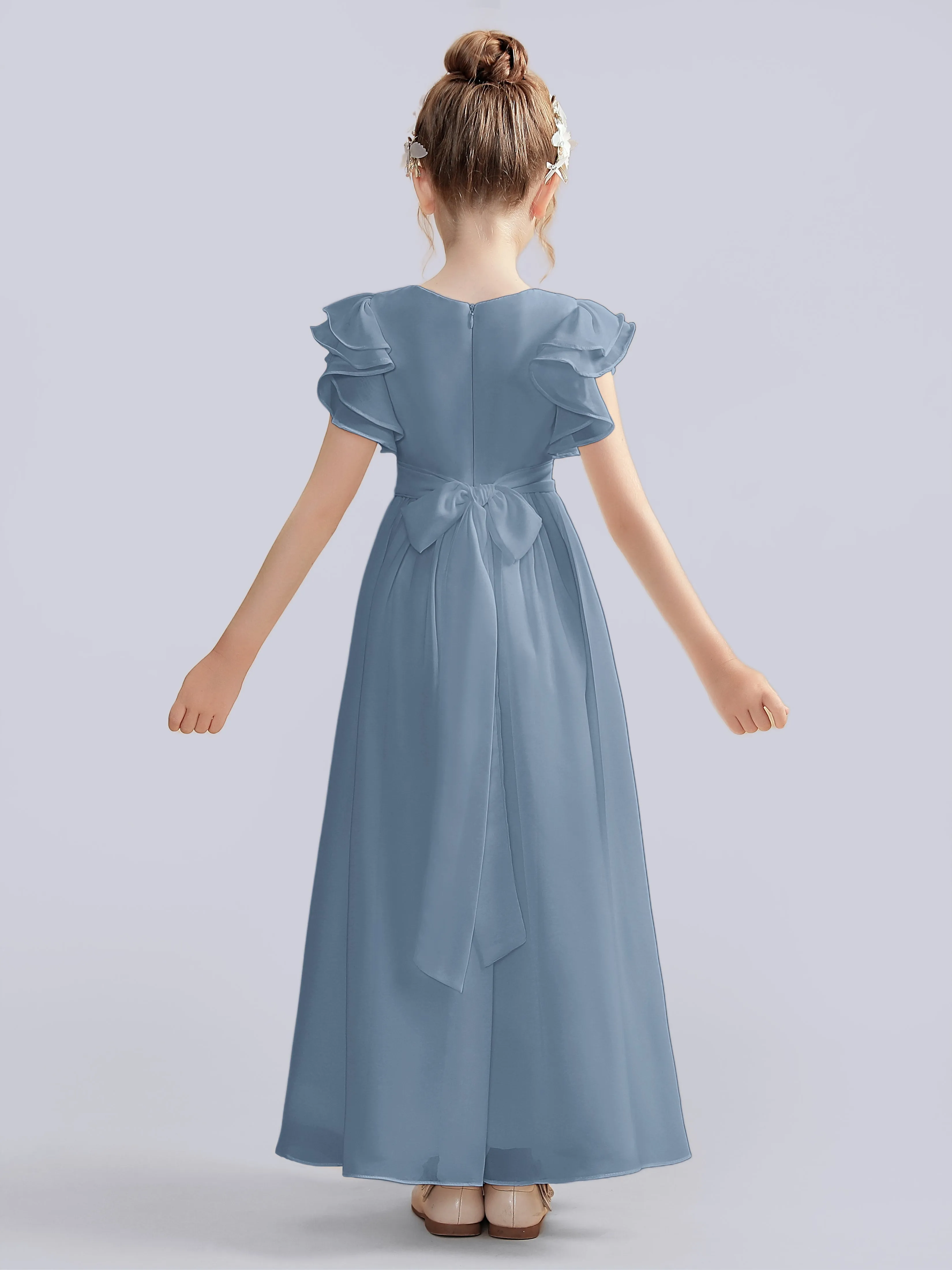 Flutter Crinkle Chiffon Junior Bridesmaid Dress