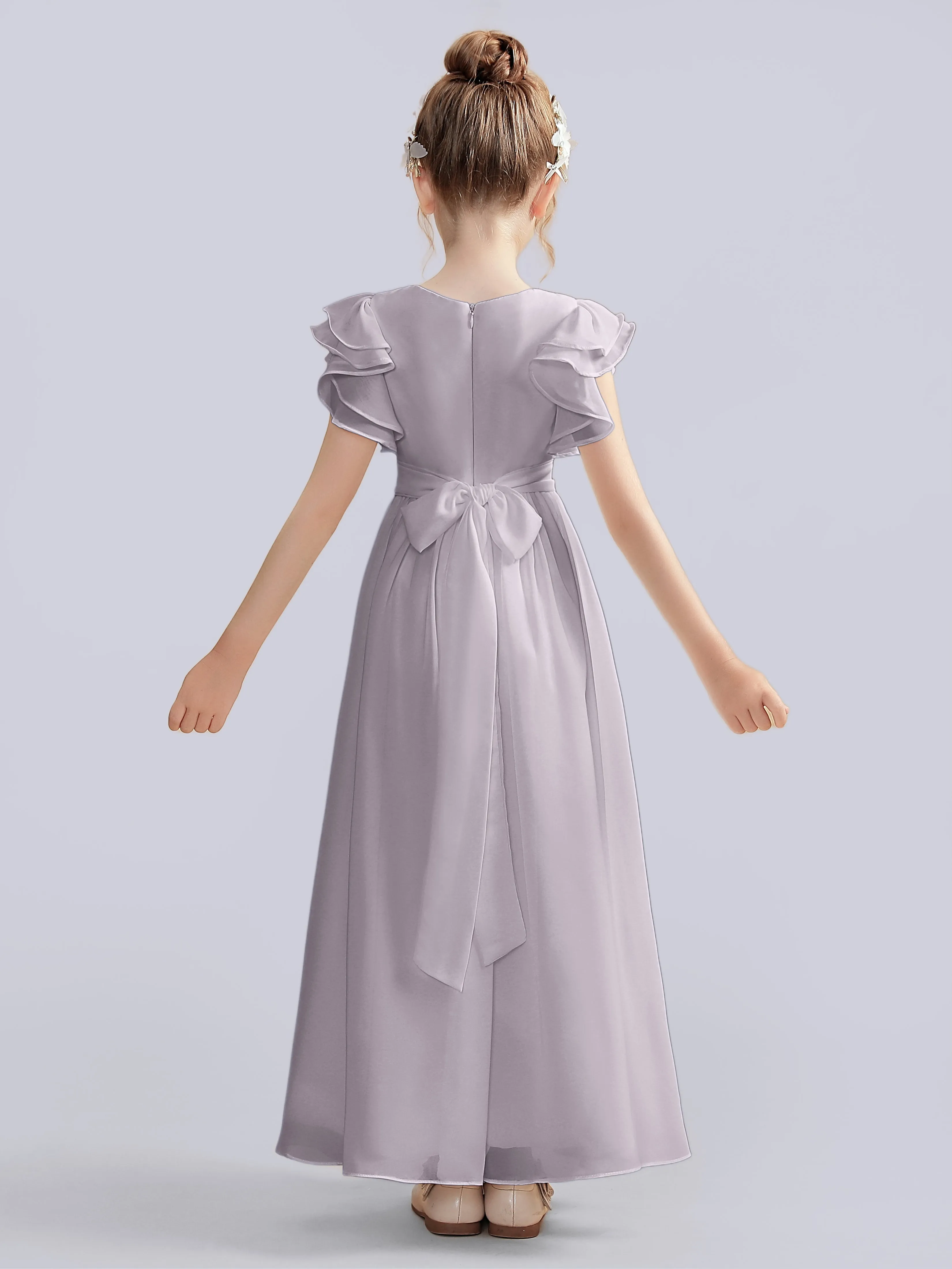 Flutter Crinkle Chiffon Junior Bridesmaid Dress