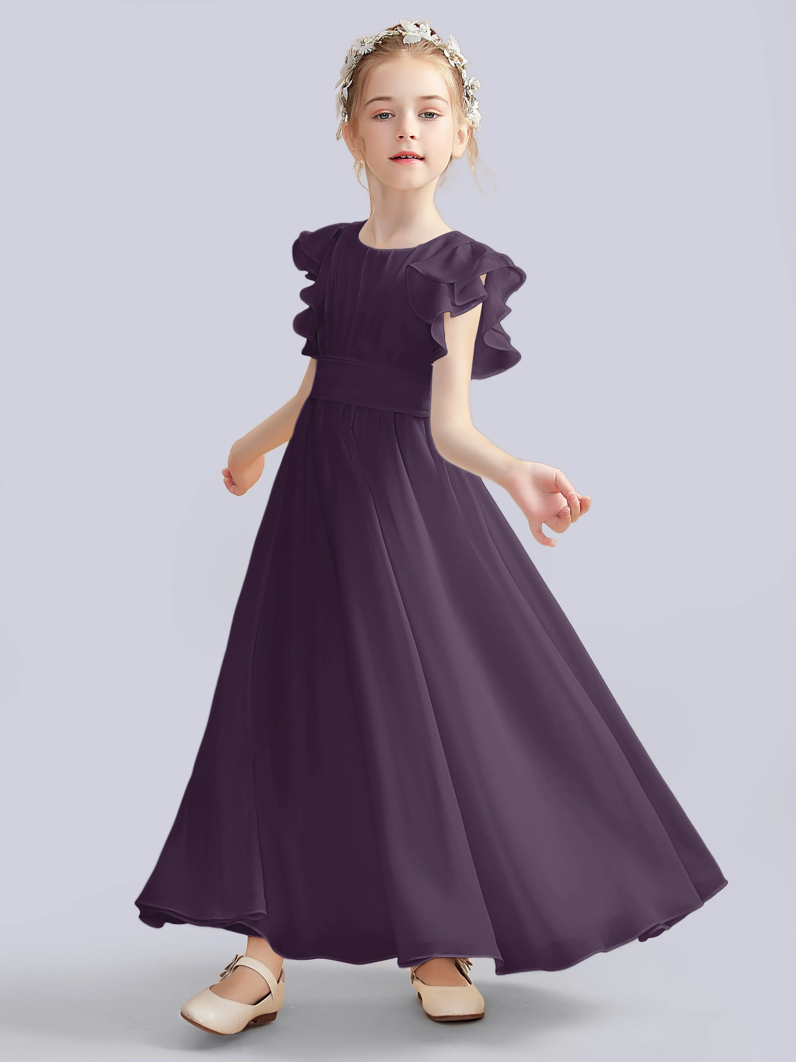 Flutter Crinkle Chiffon Junior Bridesmaid Dress