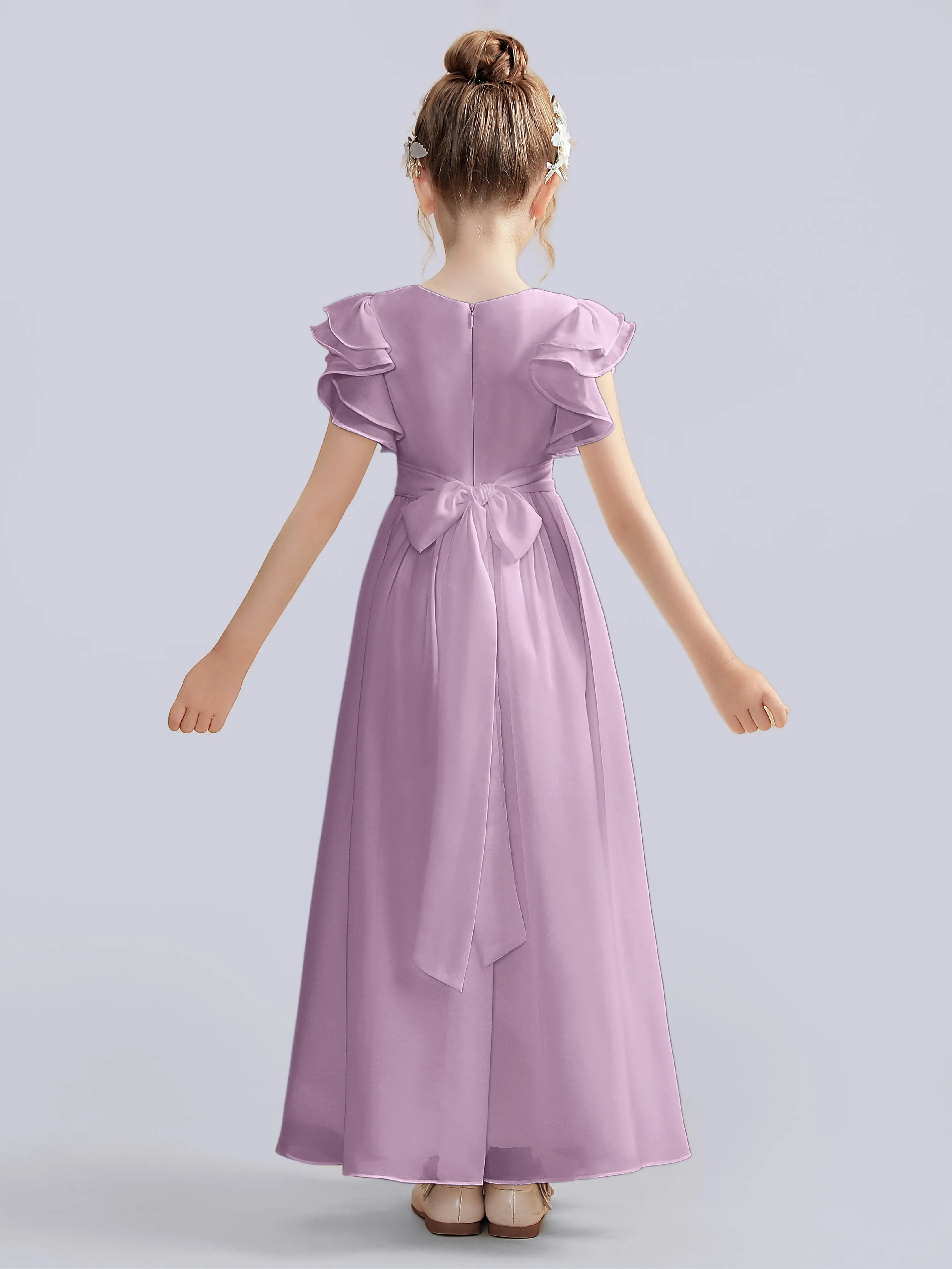 Flutter Crinkle Chiffon Junior Bridesmaid Dress