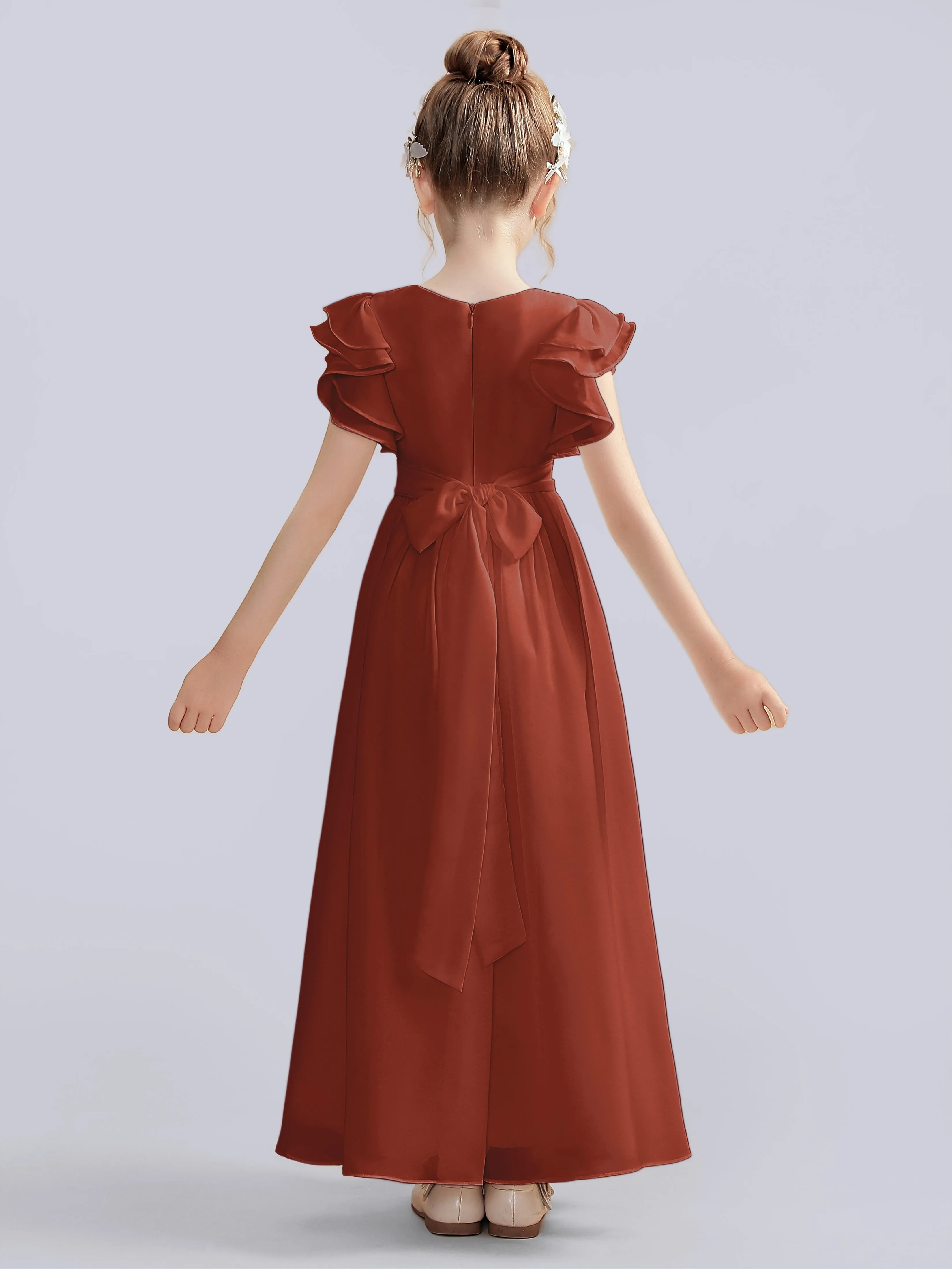 Flutter Crinkle Chiffon Junior Bridesmaid Dress