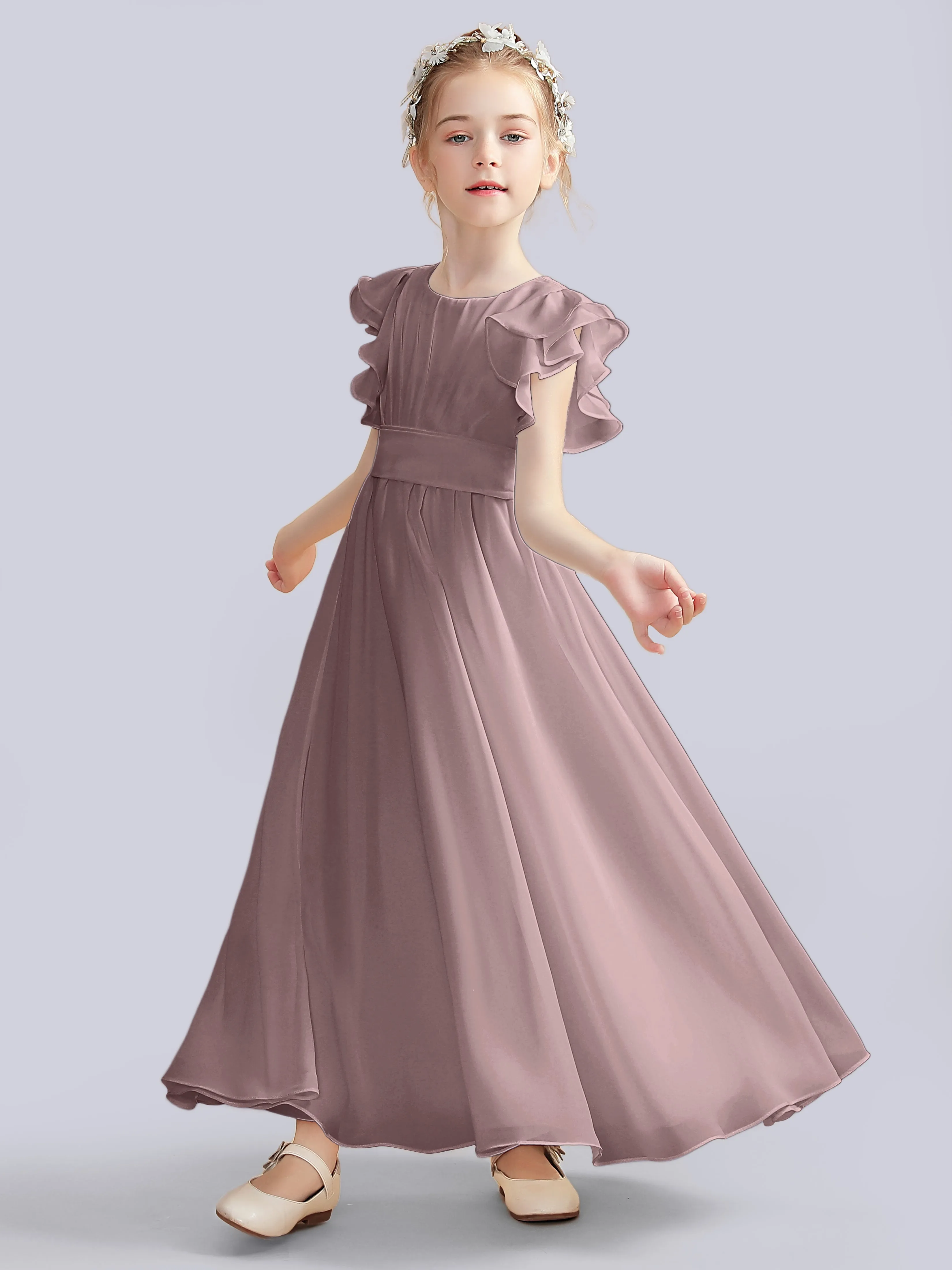 Flutter Crinkle Chiffon Junior Bridesmaid Dress