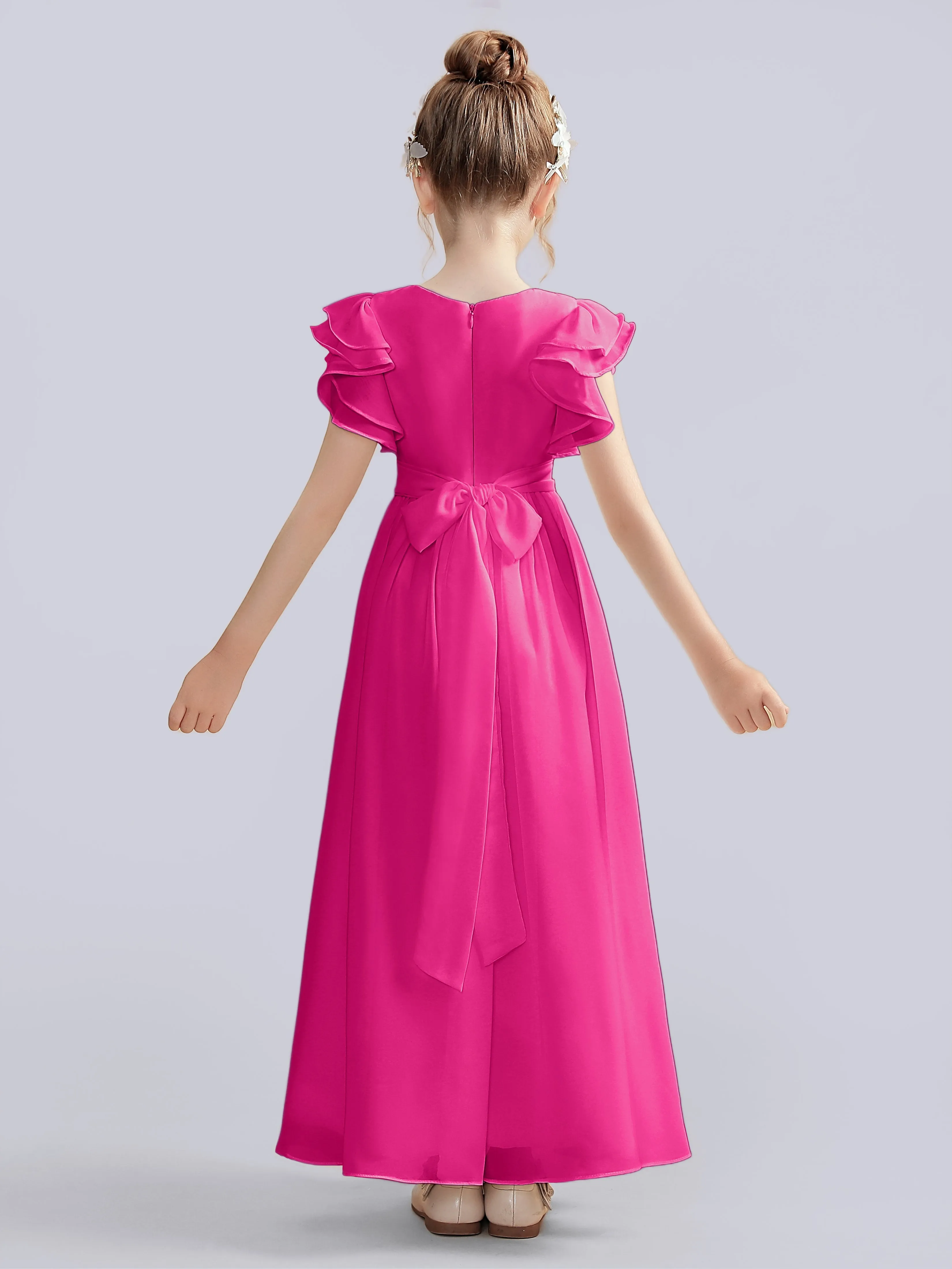 Flutter Crinkle Chiffon Junior Bridesmaid Dress