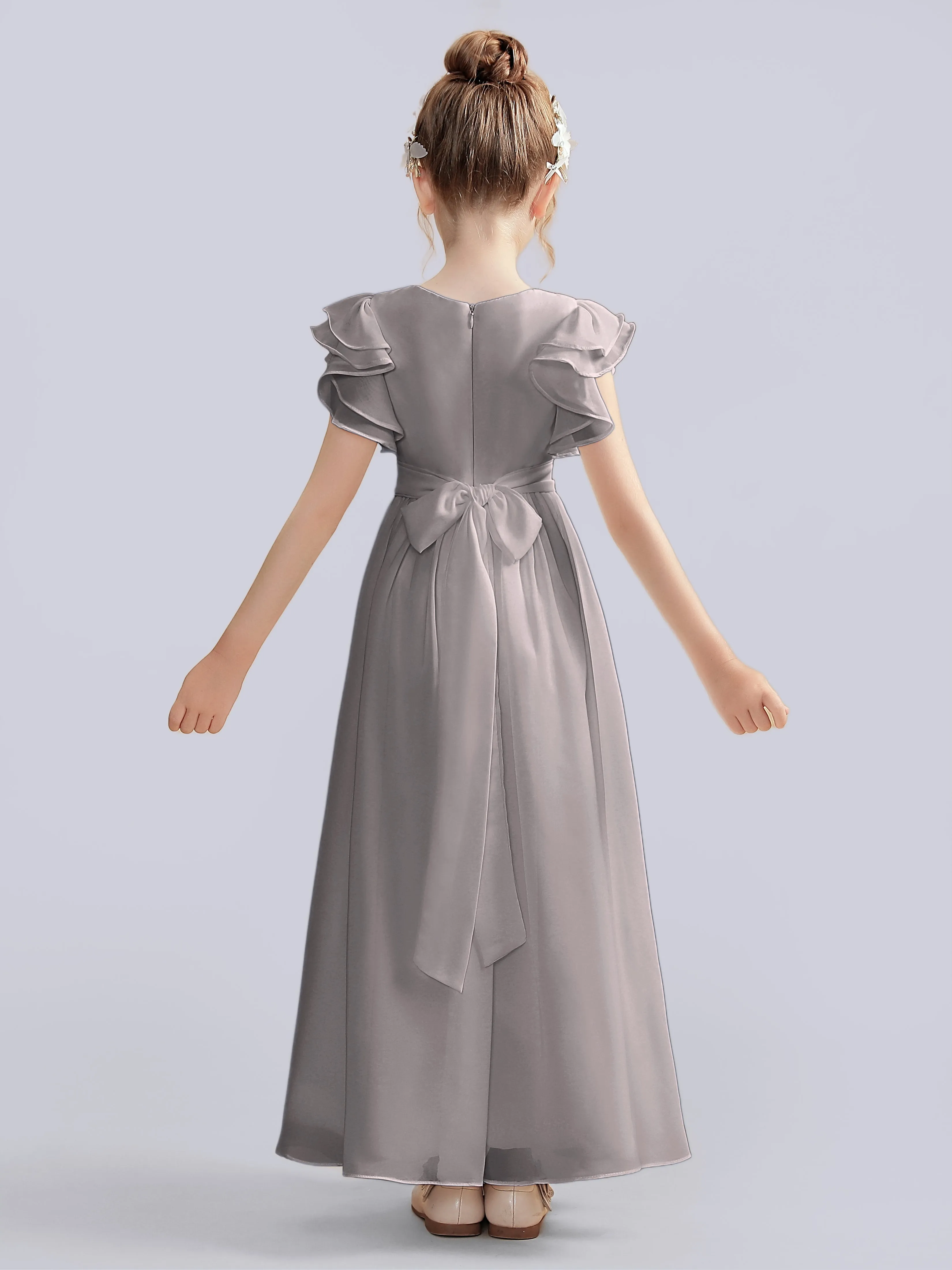 Flutter Crinkle Chiffon Junior Bridesmaid Dress