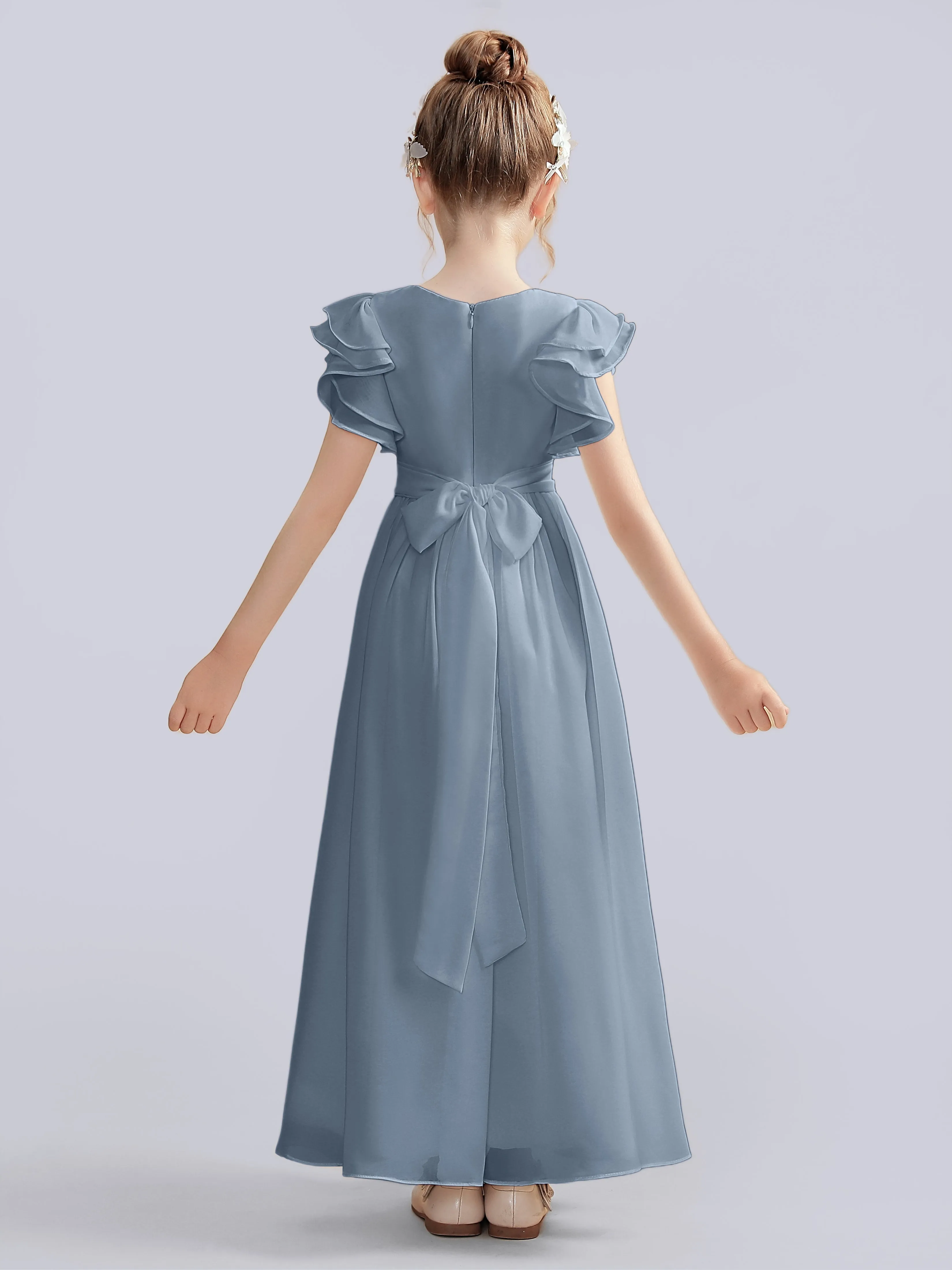 Flutter Crinkle Chiffon Junior Bridesmaid Dress