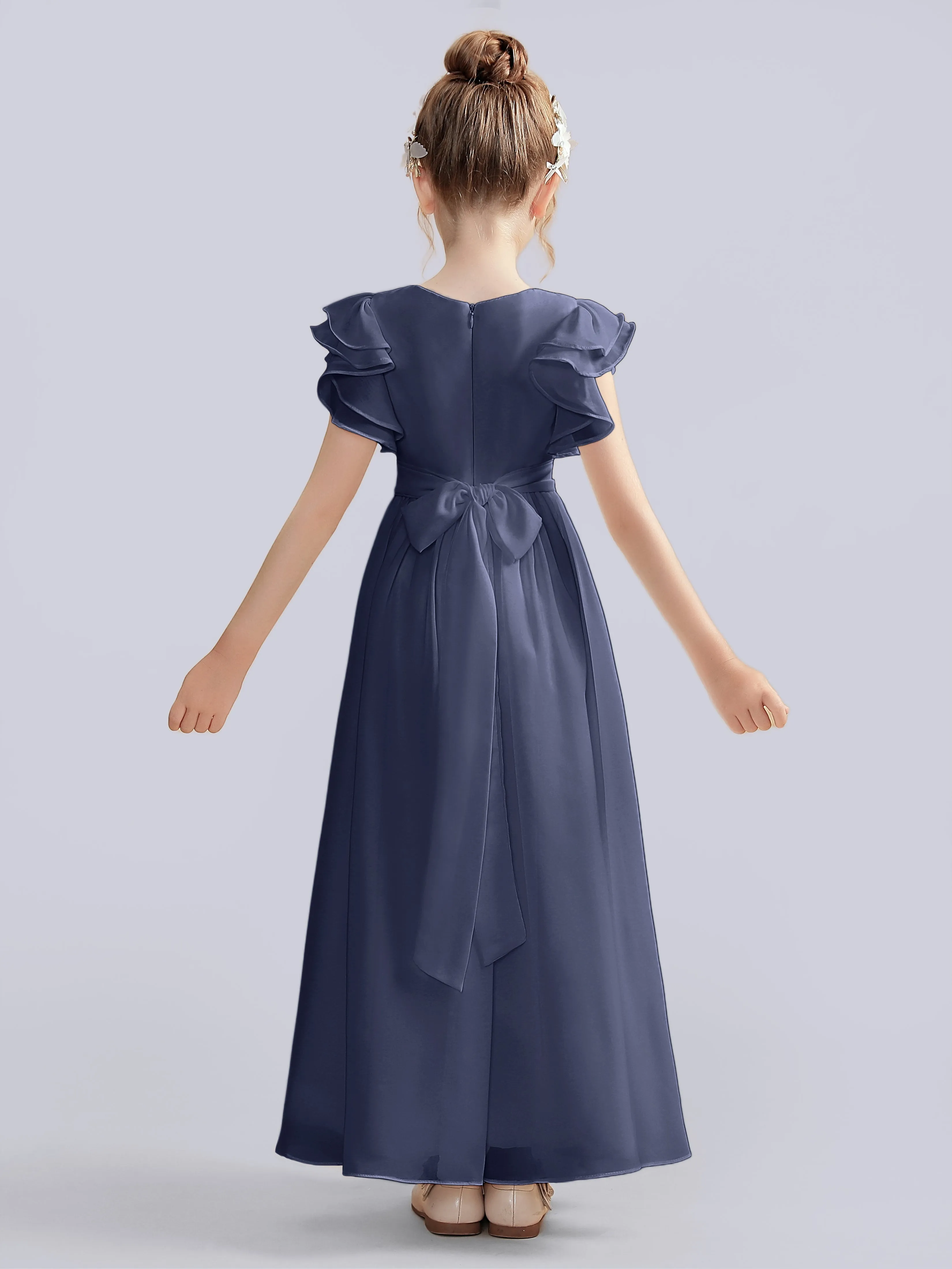 Flutter Crinkle Chiffon Junior Bridesmaid Dress