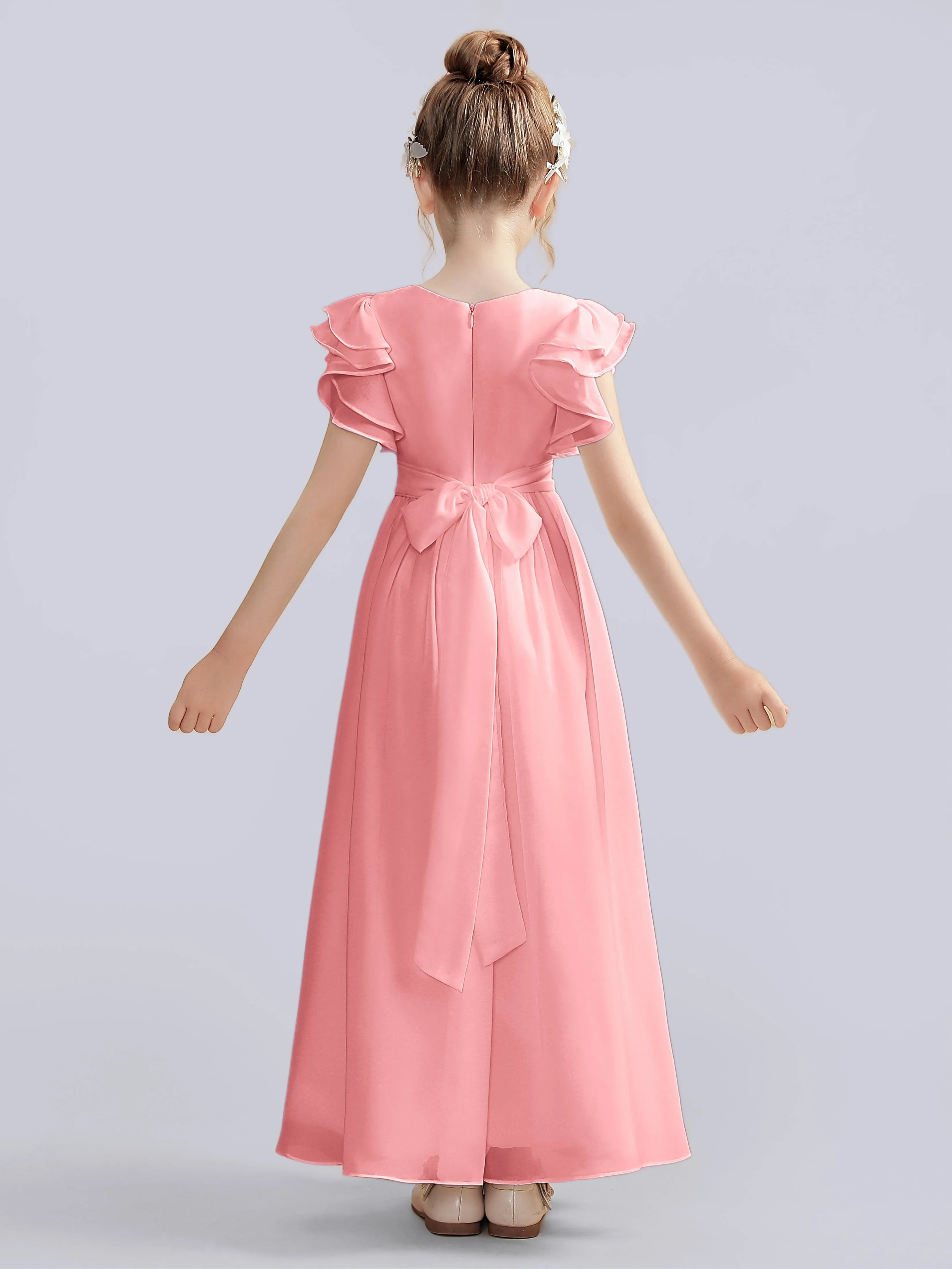 Flutter Crinkle Chiffon Junior Bridesmaid Dress