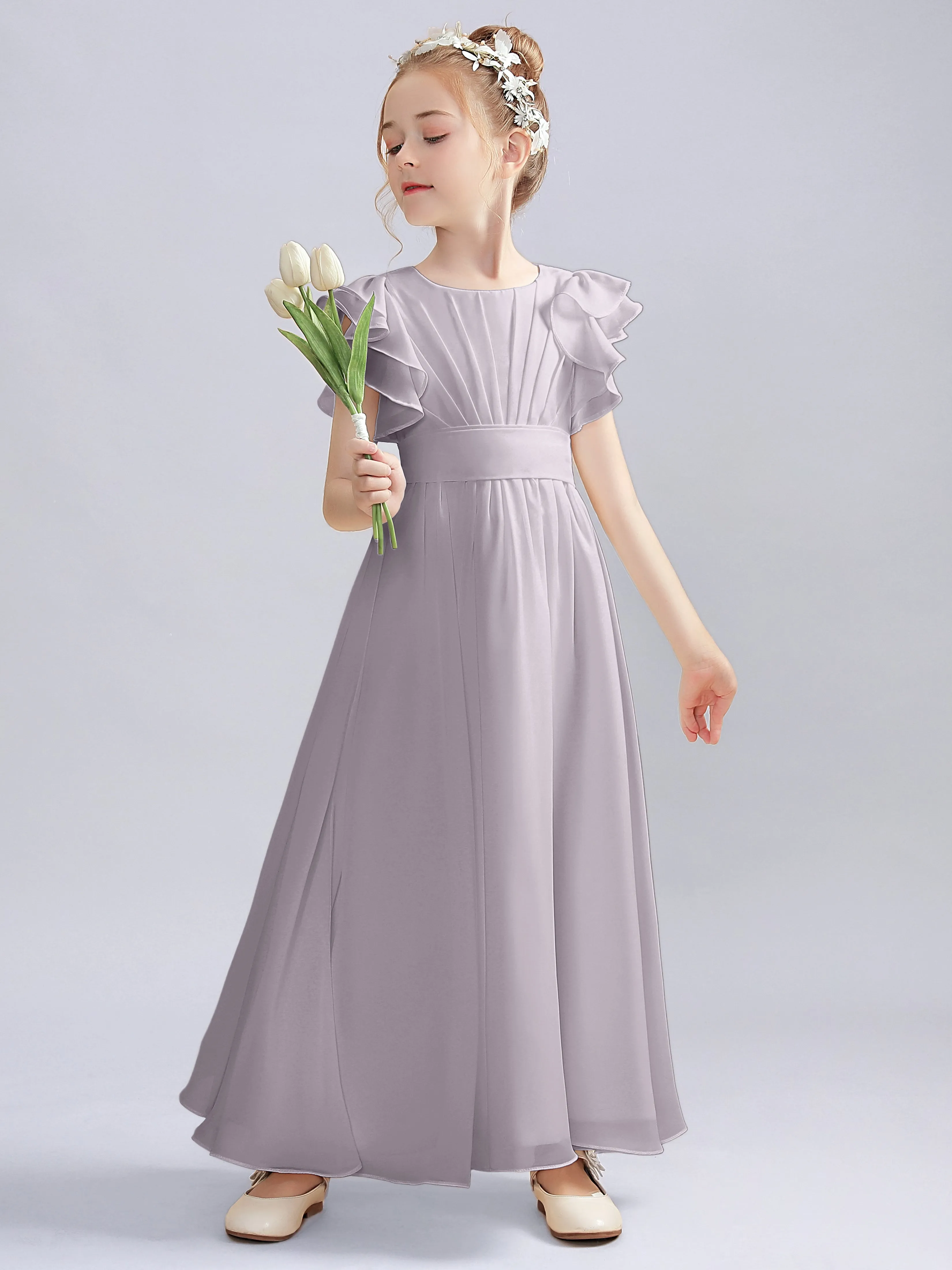 Flutter Crinkle Chiffon Junior Bridesmaid Dress