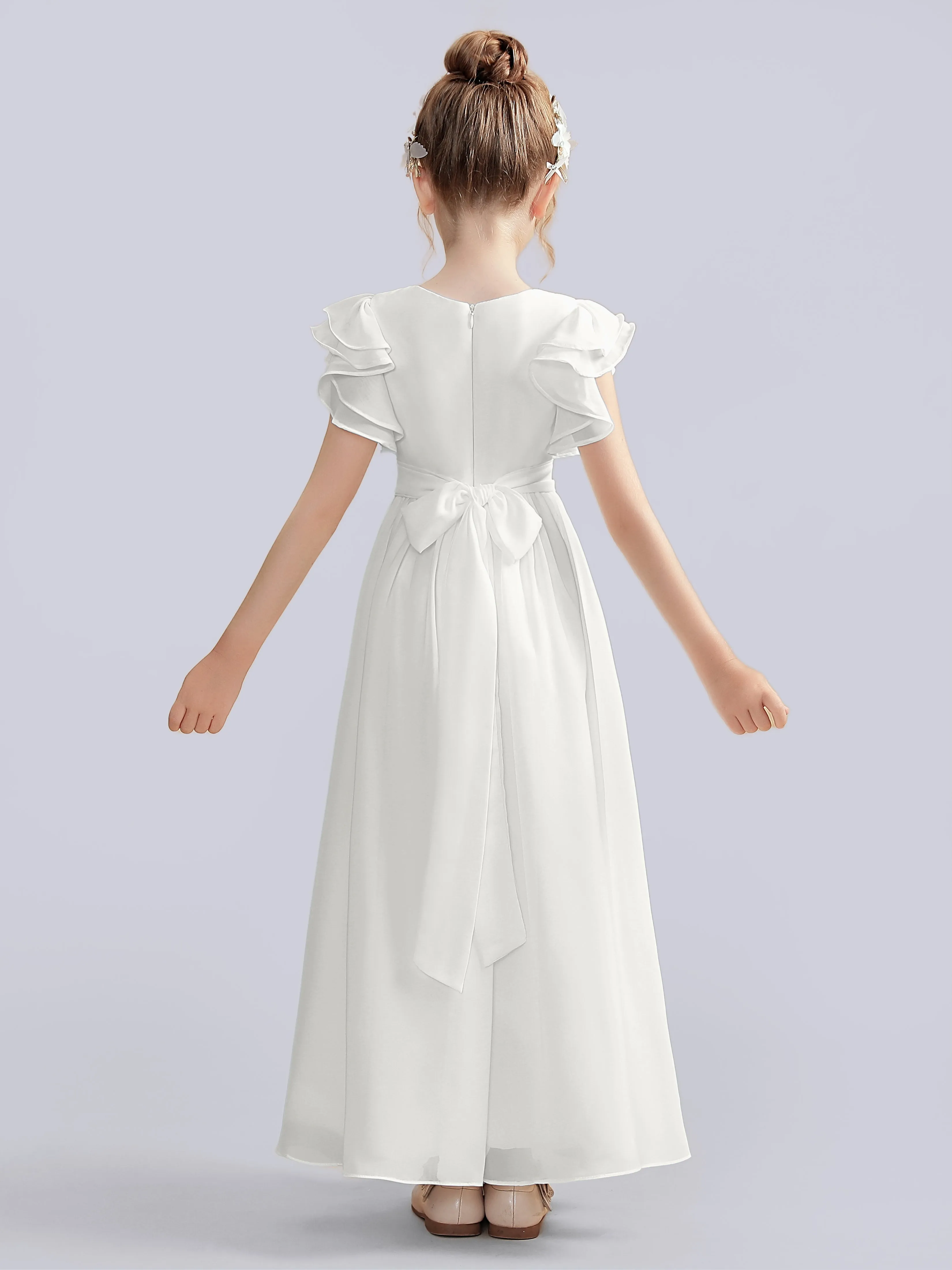 Flutter Crinkle Chiffon Junior Bridesmaid Dress