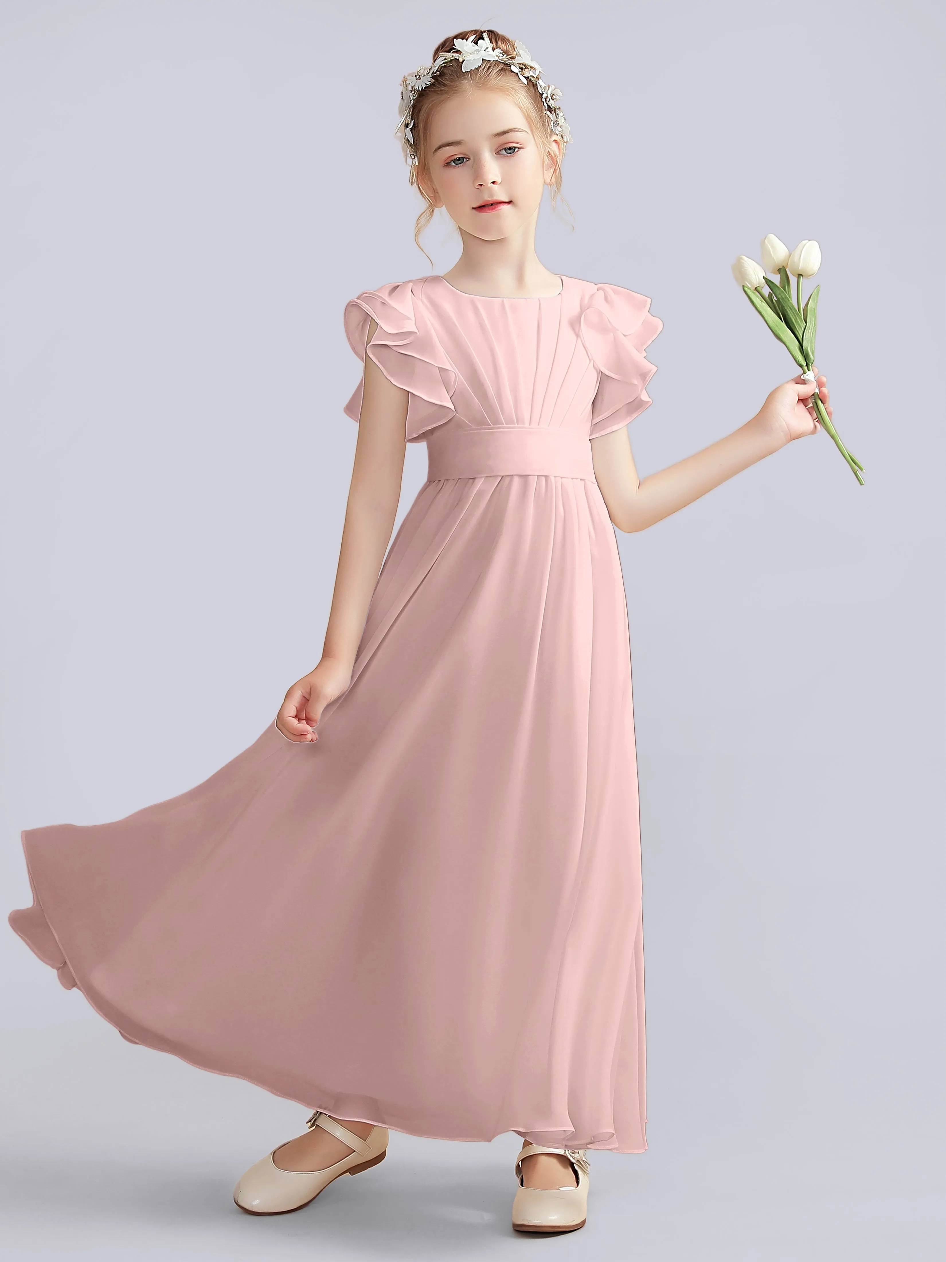 Flutter Crinkle Chiffon Junior Bridesmaid Dress