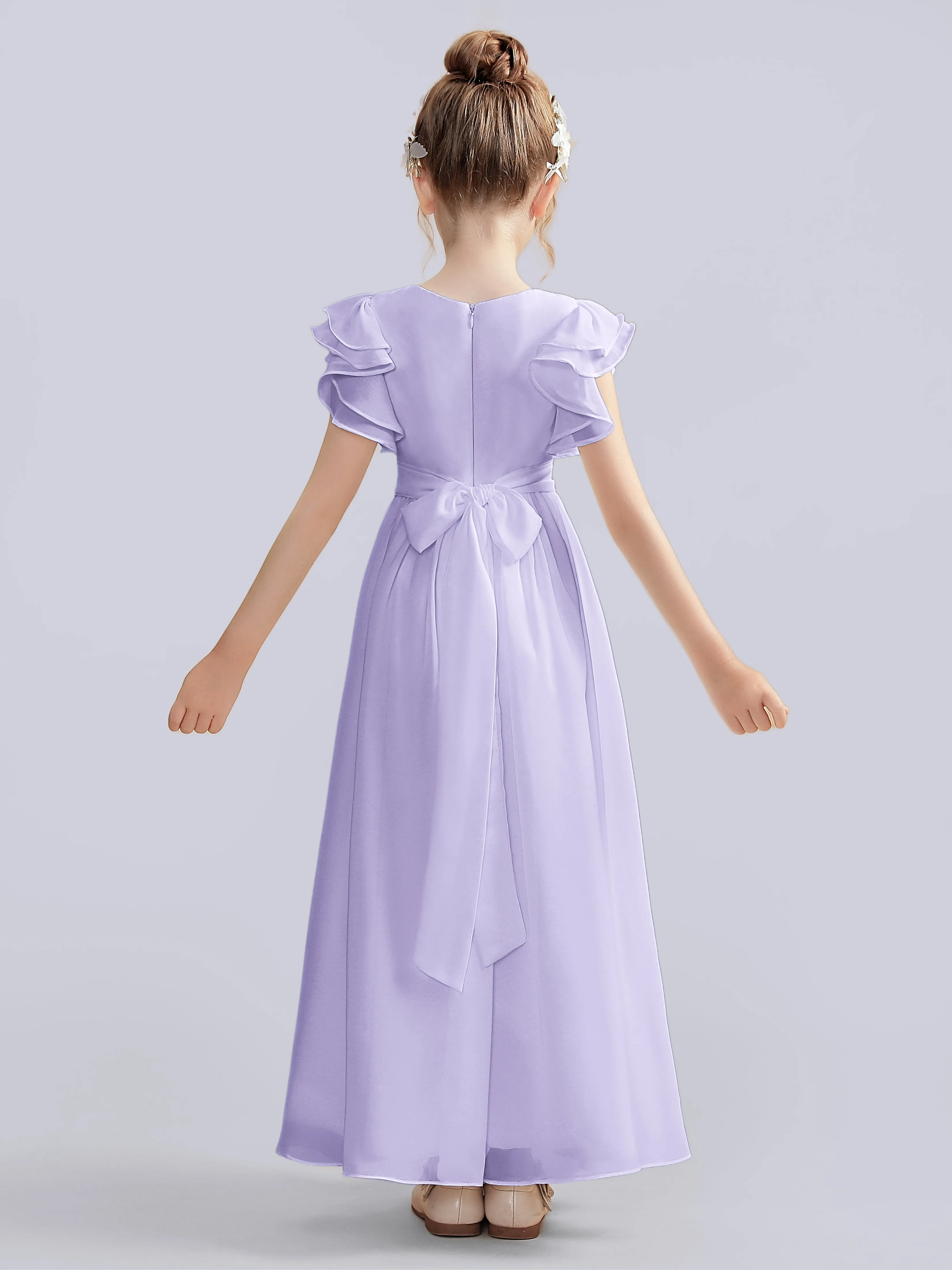 Flutter Crinkle Chiffon Junior Bridesmaid Dress