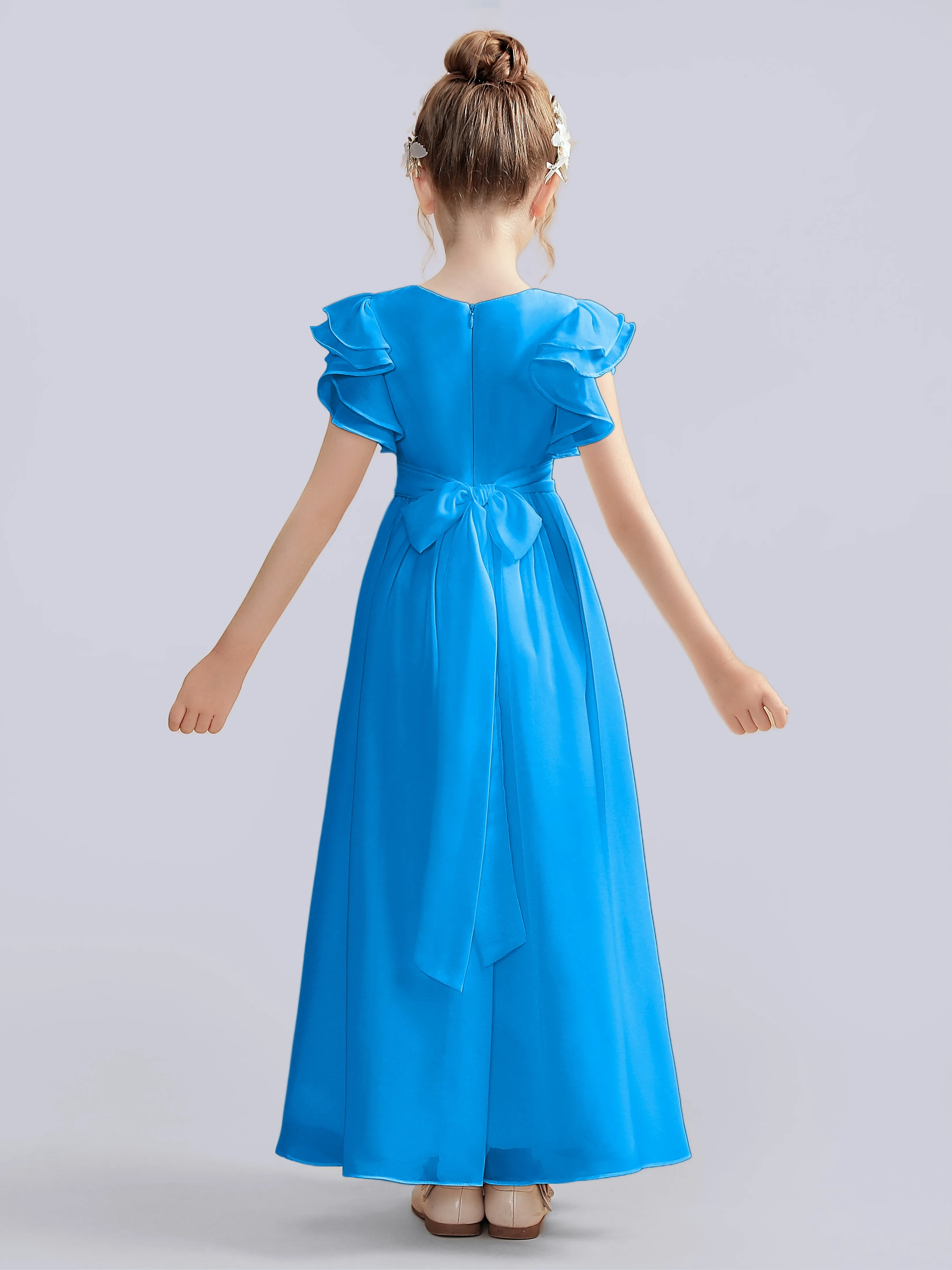 Flutter Crinkle Chiffon Junior Bridesmaid Dress