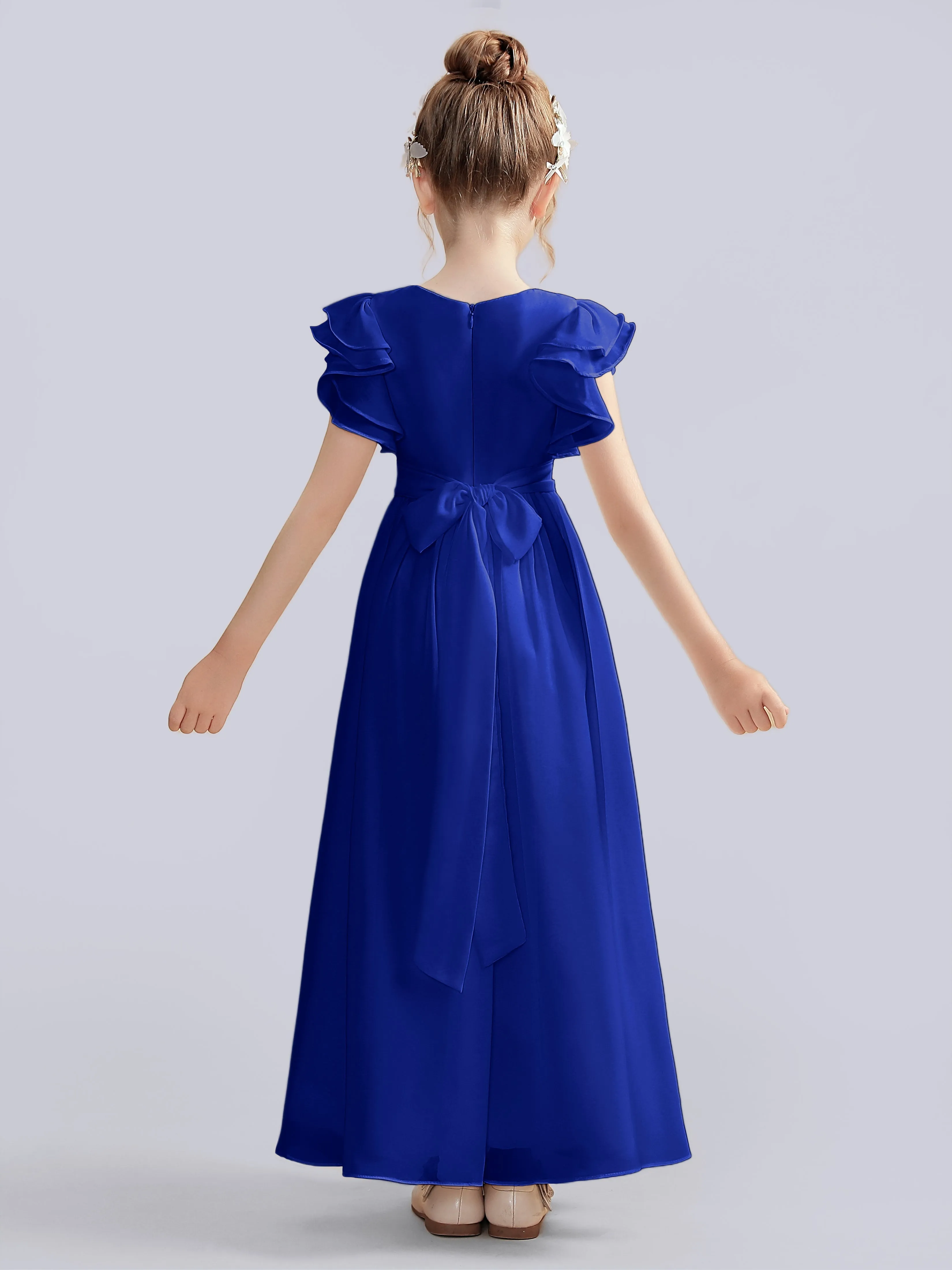 Flutter Crinkle Chiffon Junior Bridesmaid Dress