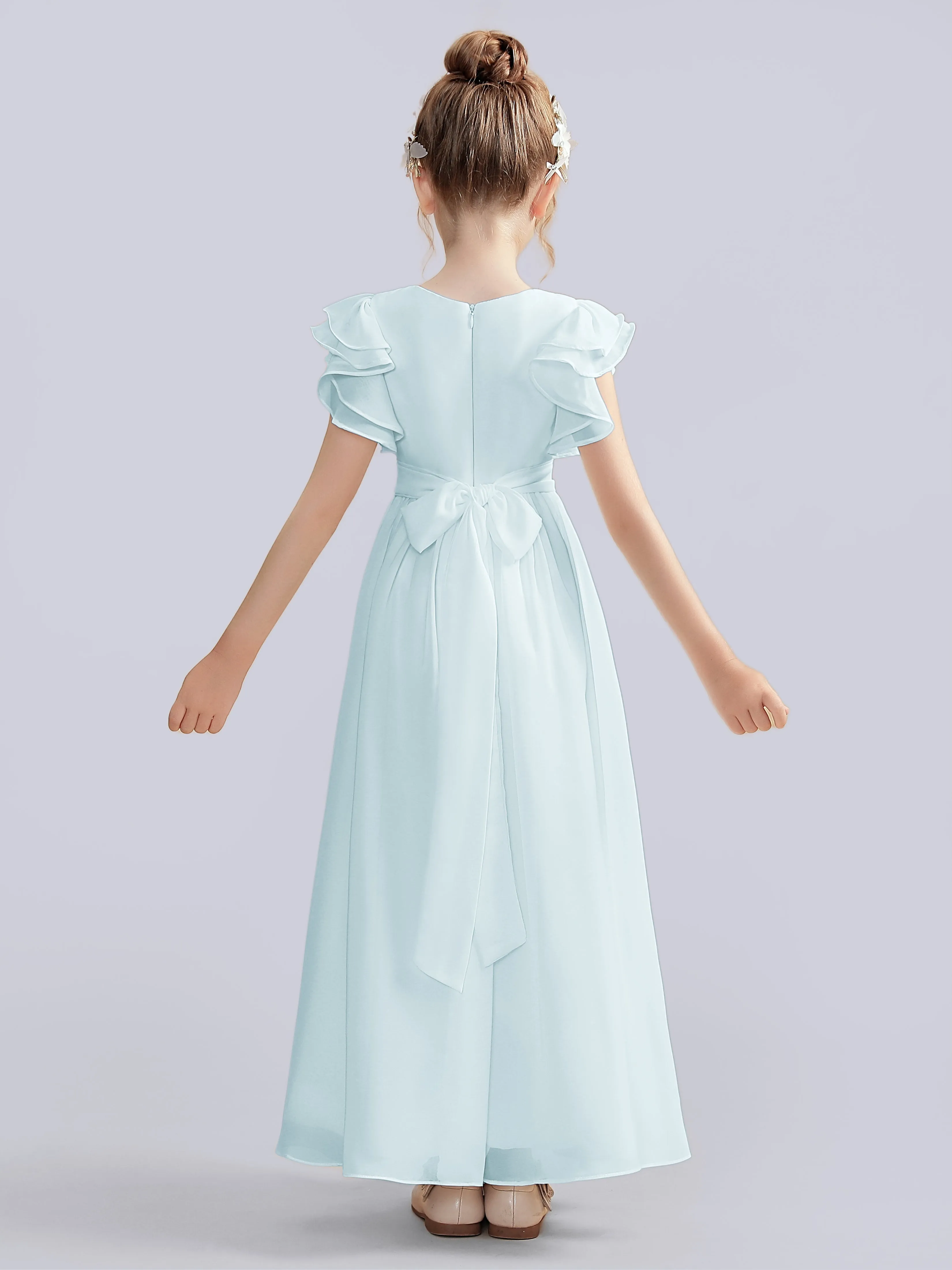 Flutter Crinkle Chiffon Junior Bridesmaid Dress