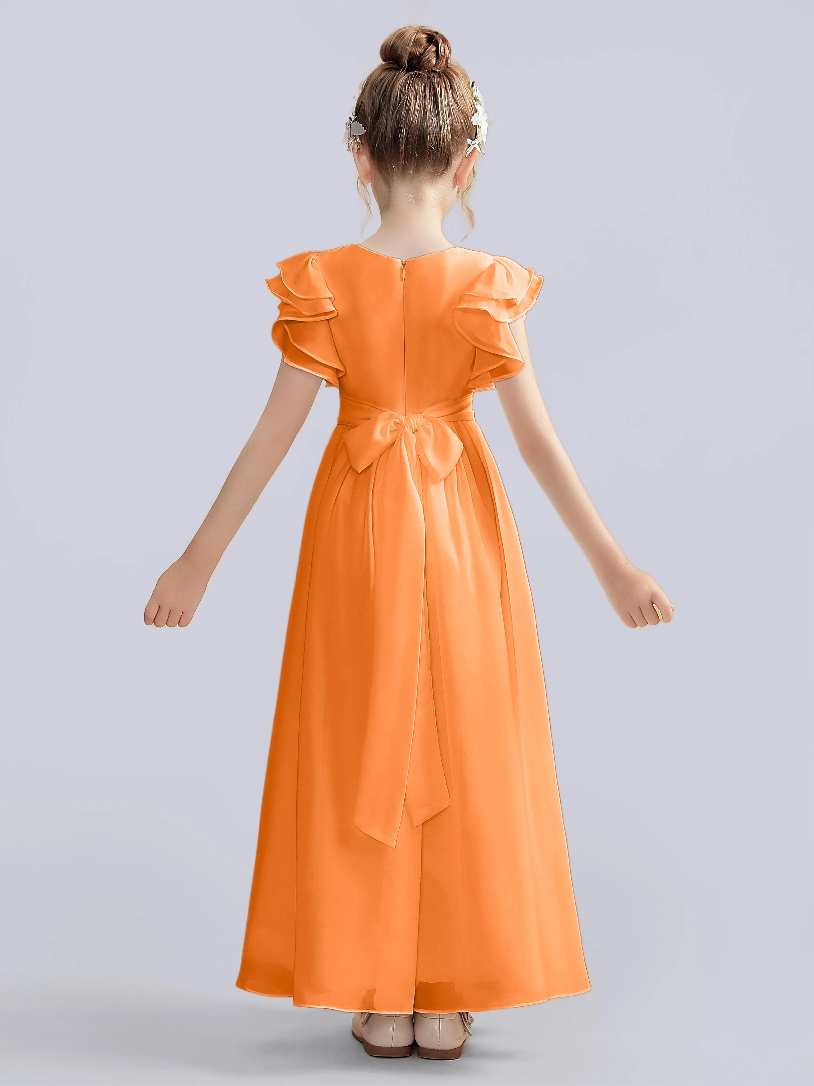 Flutter Crinkle Chiffon Junior Bridesmaid Dress