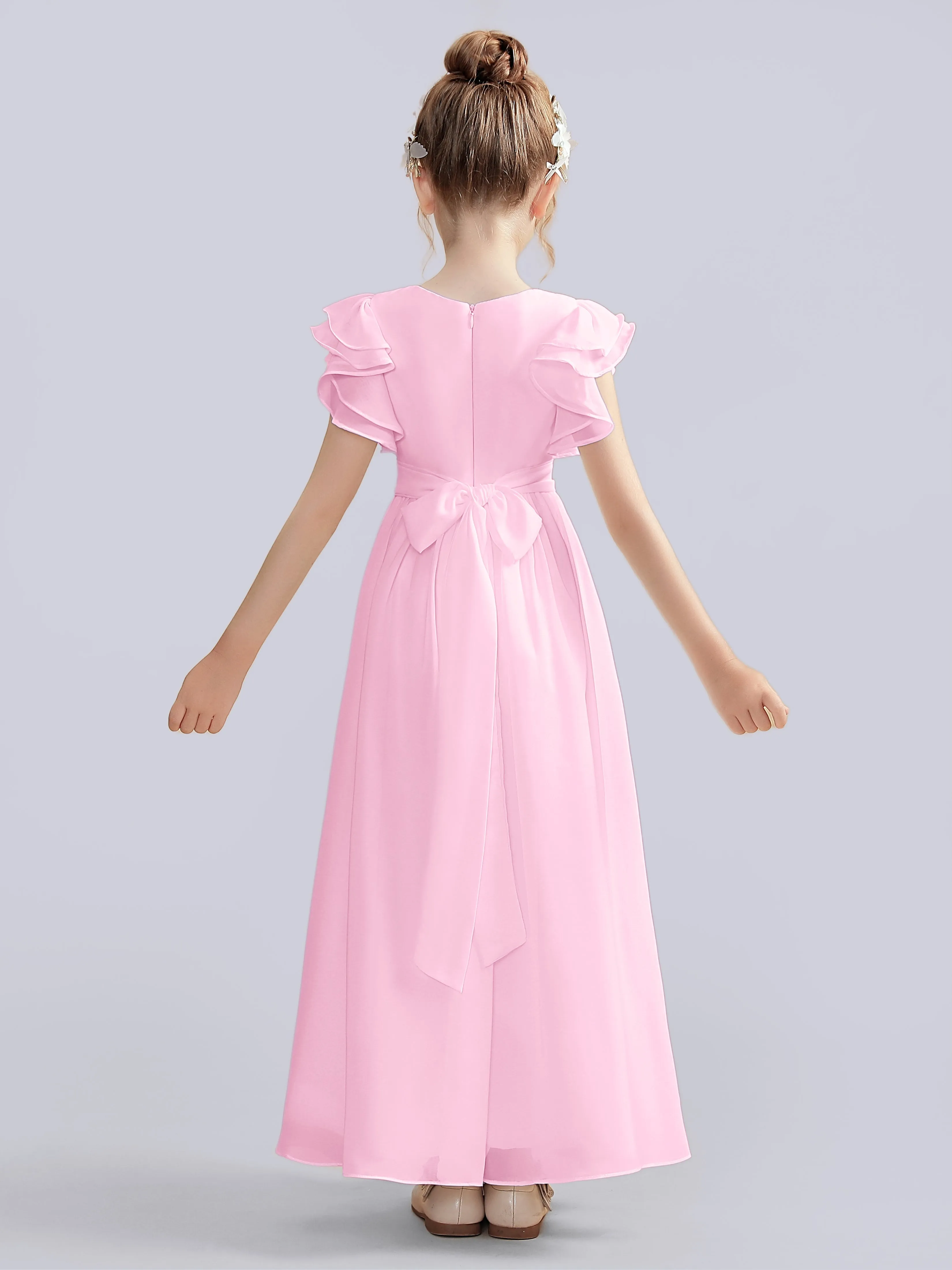 Flutter Crinkle Chiffon Junior Bridesmaid Dress