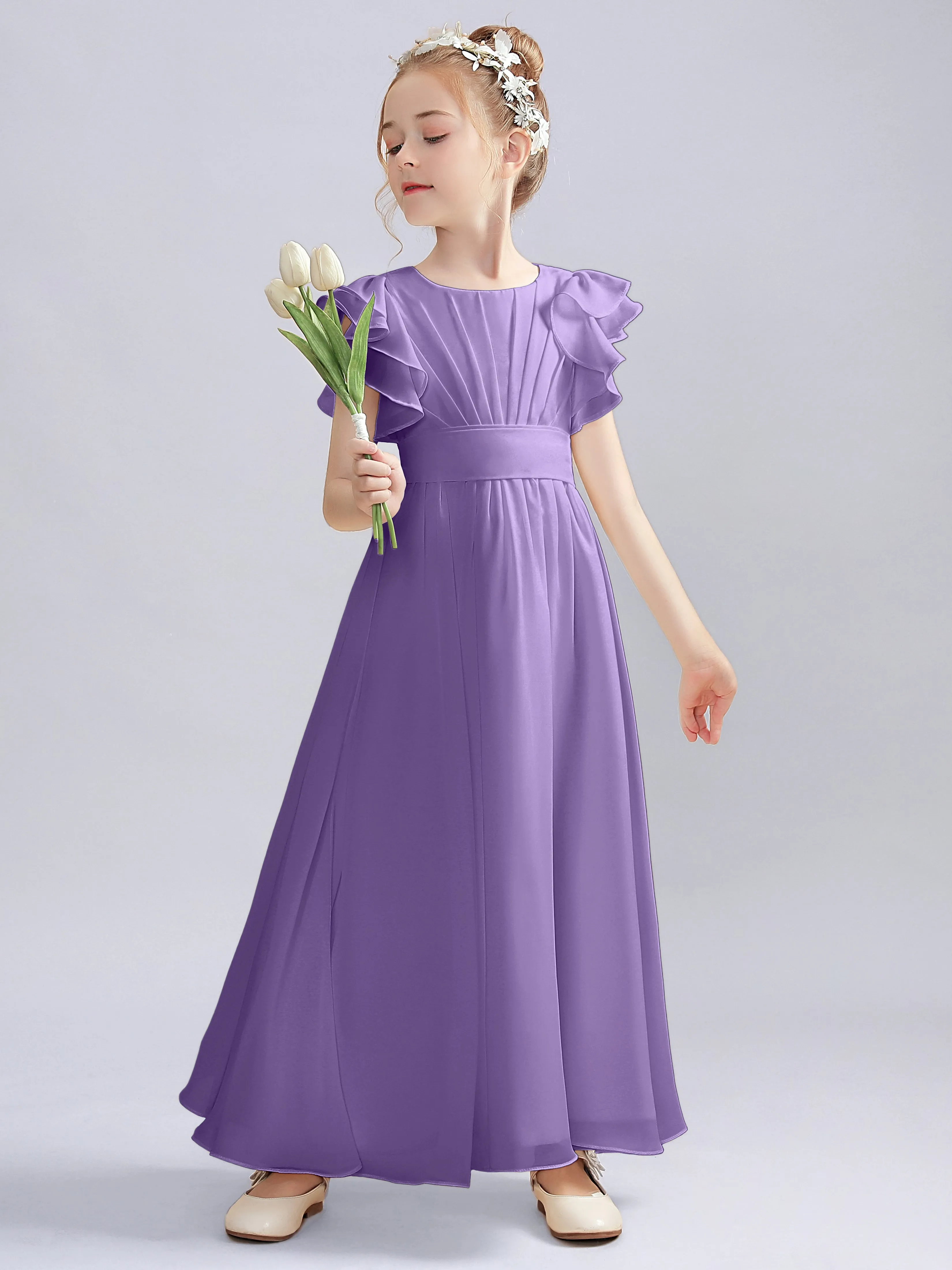 Flutter Crinkle Chiffon Junior Bridesmaid Dress