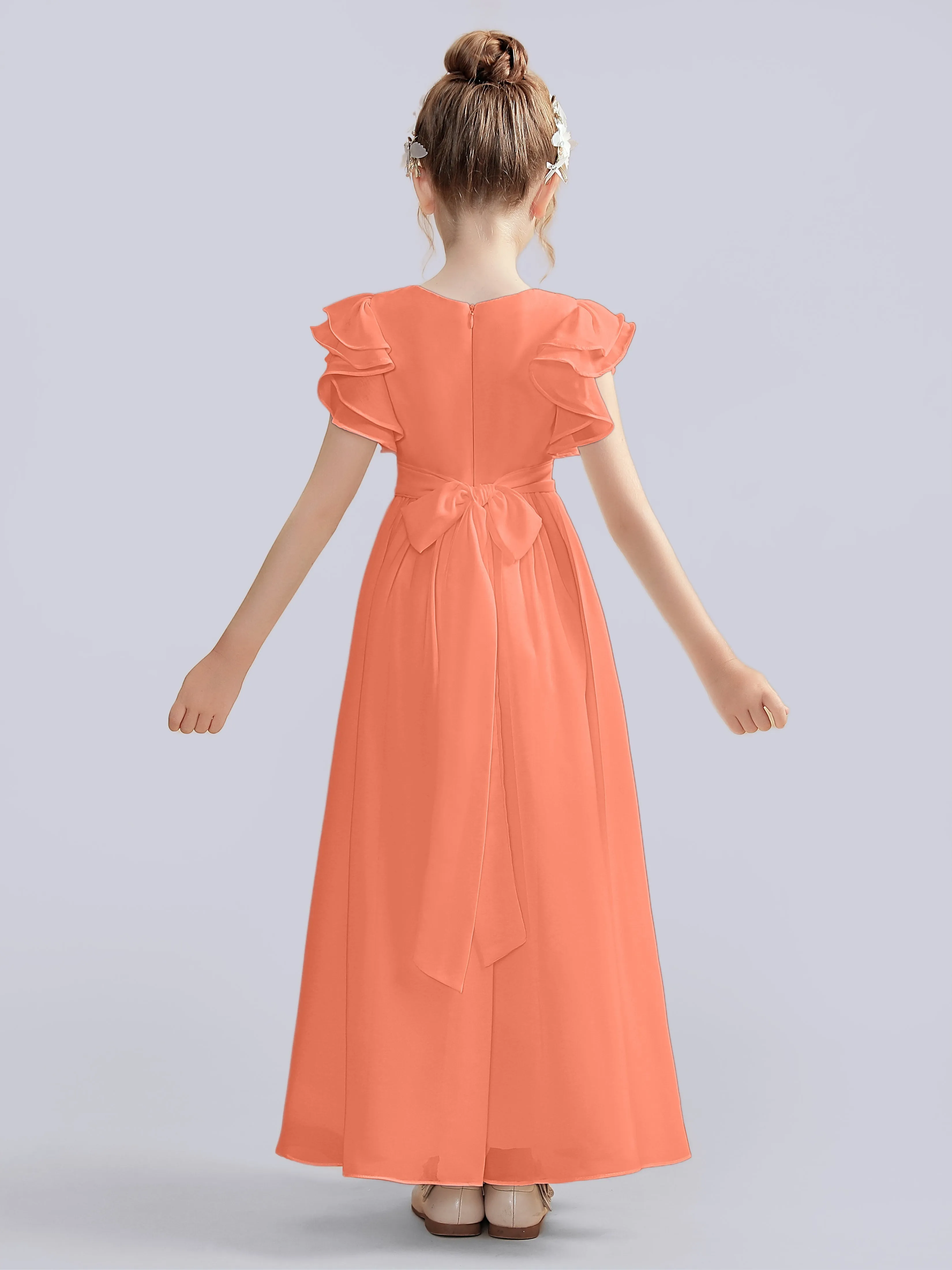 Flutter Crinkle Chiffon Junior Bridesmaid Dress