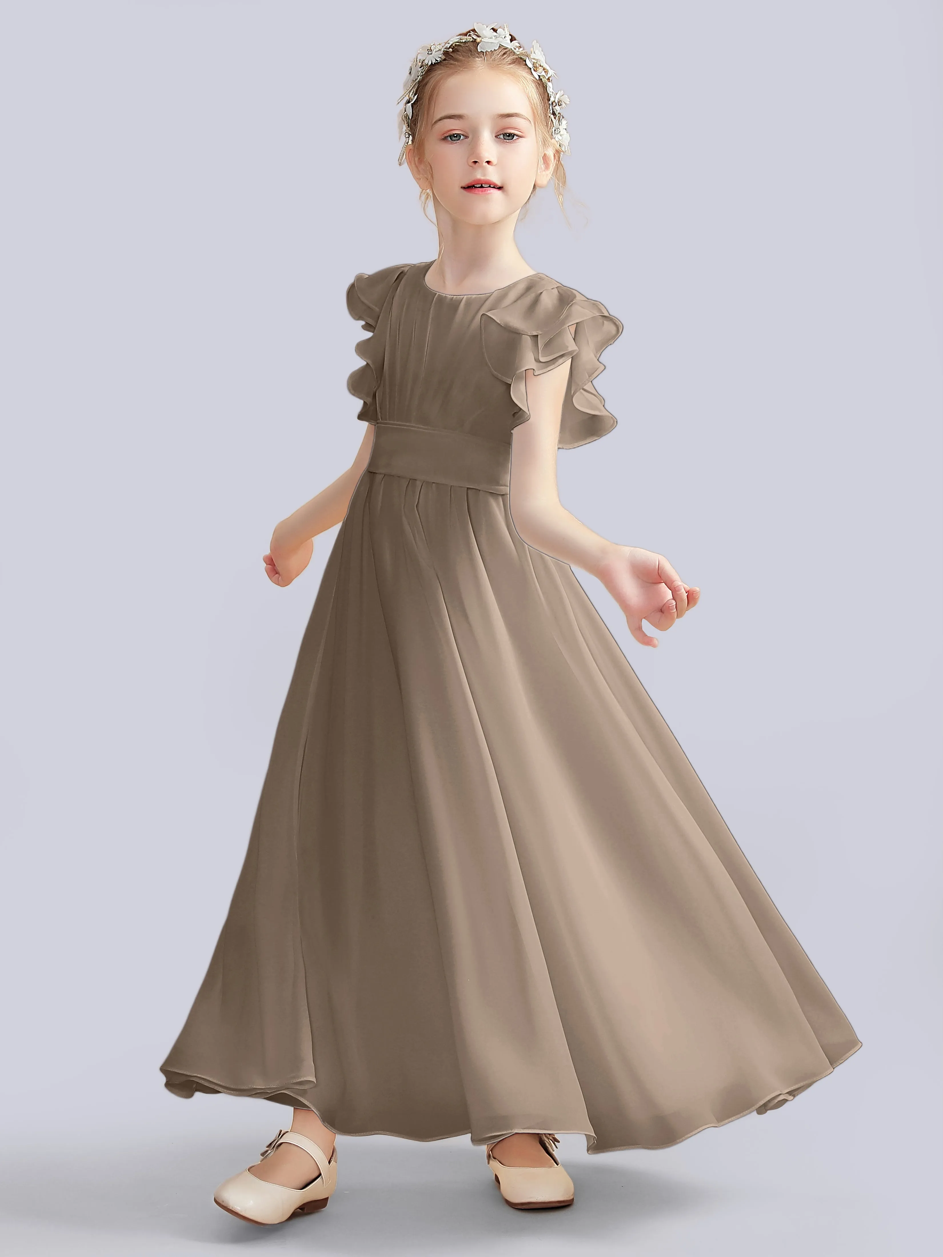 Flutter Crinkle Chiffon Junior Bridesmaid Dress