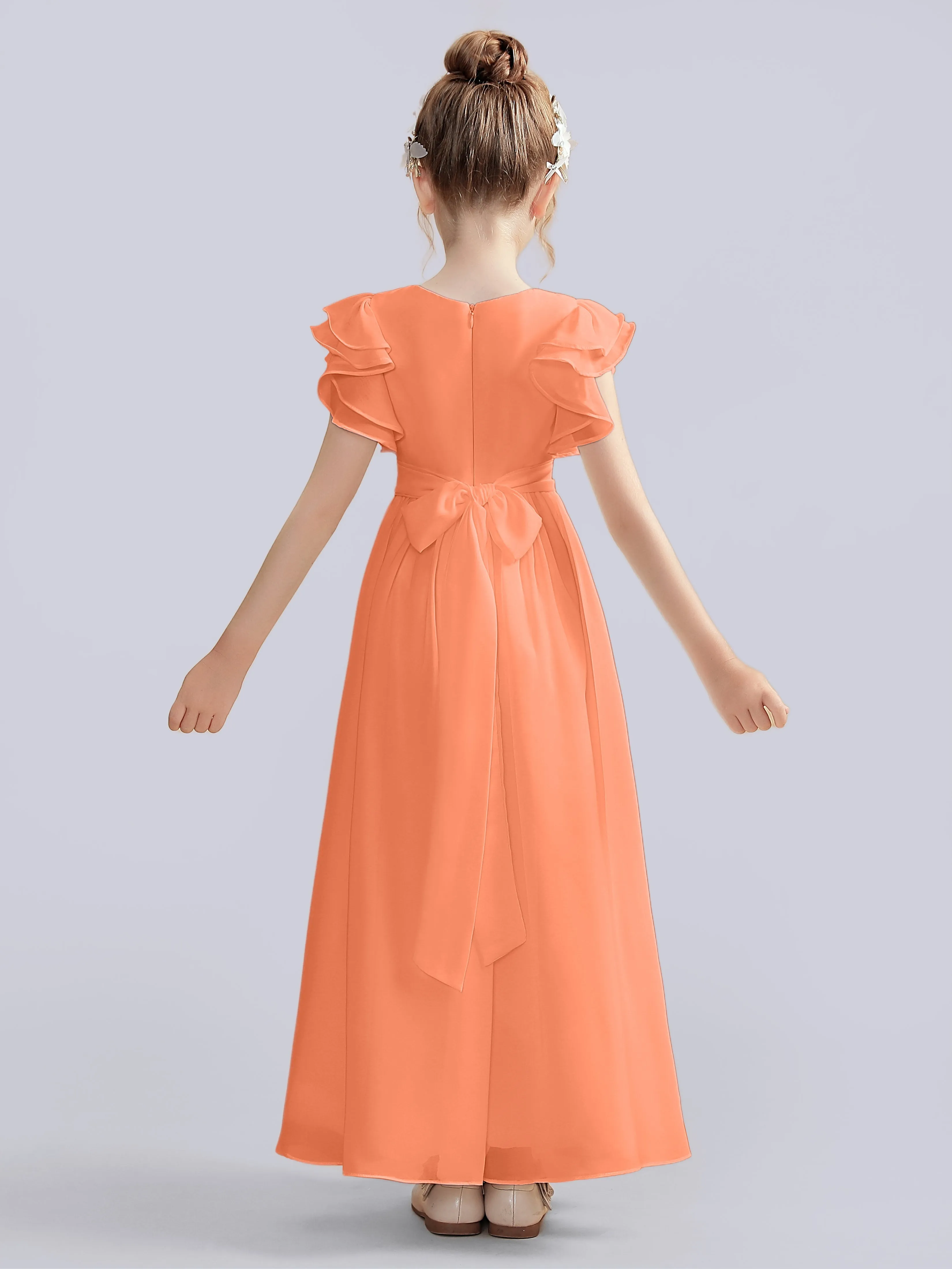 Flutter Crinkle Chiffon Junior Bridesmaid Dress