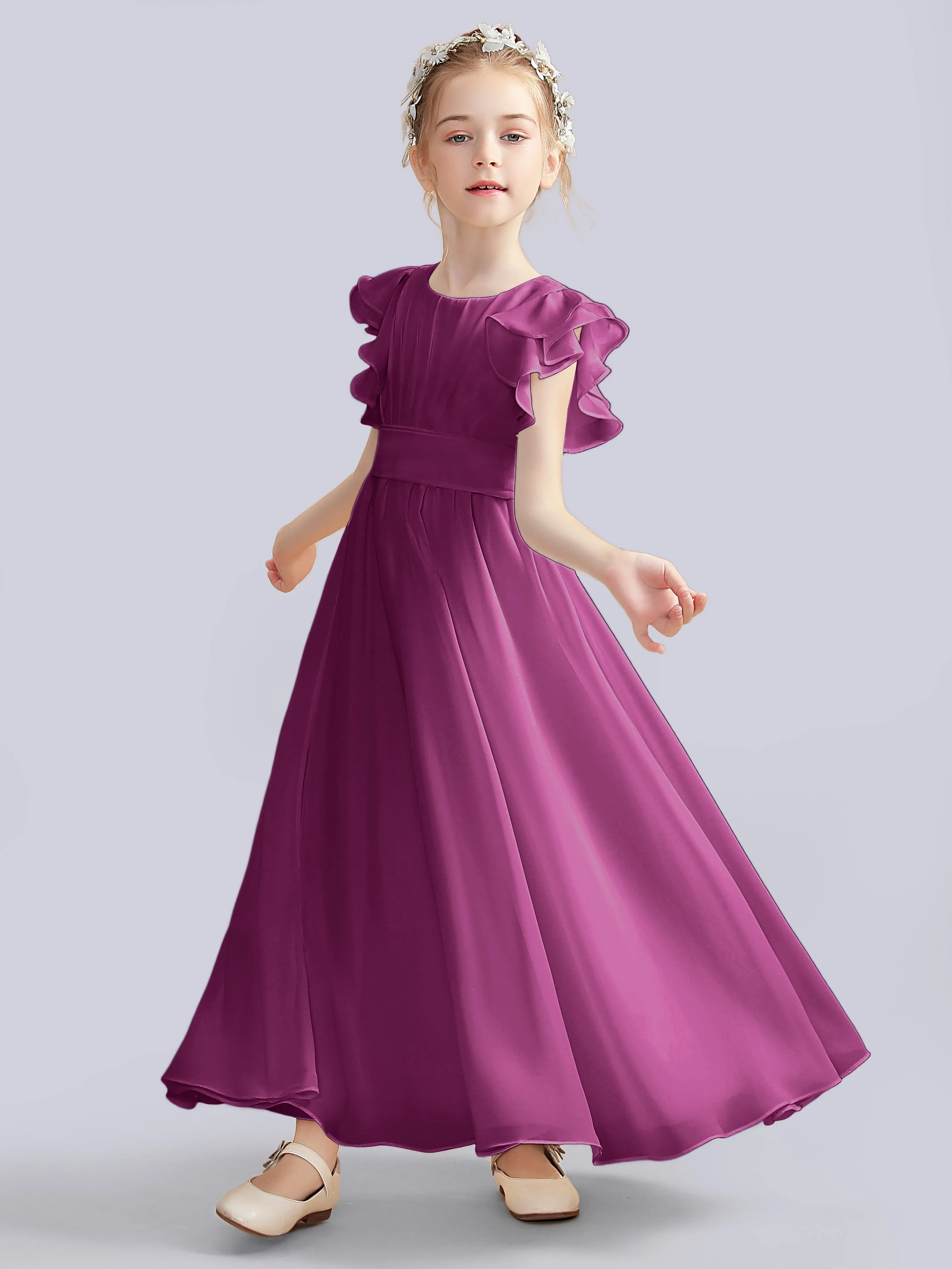 Flutter Crinkle Chiffon Junior Bridesmaid Dress