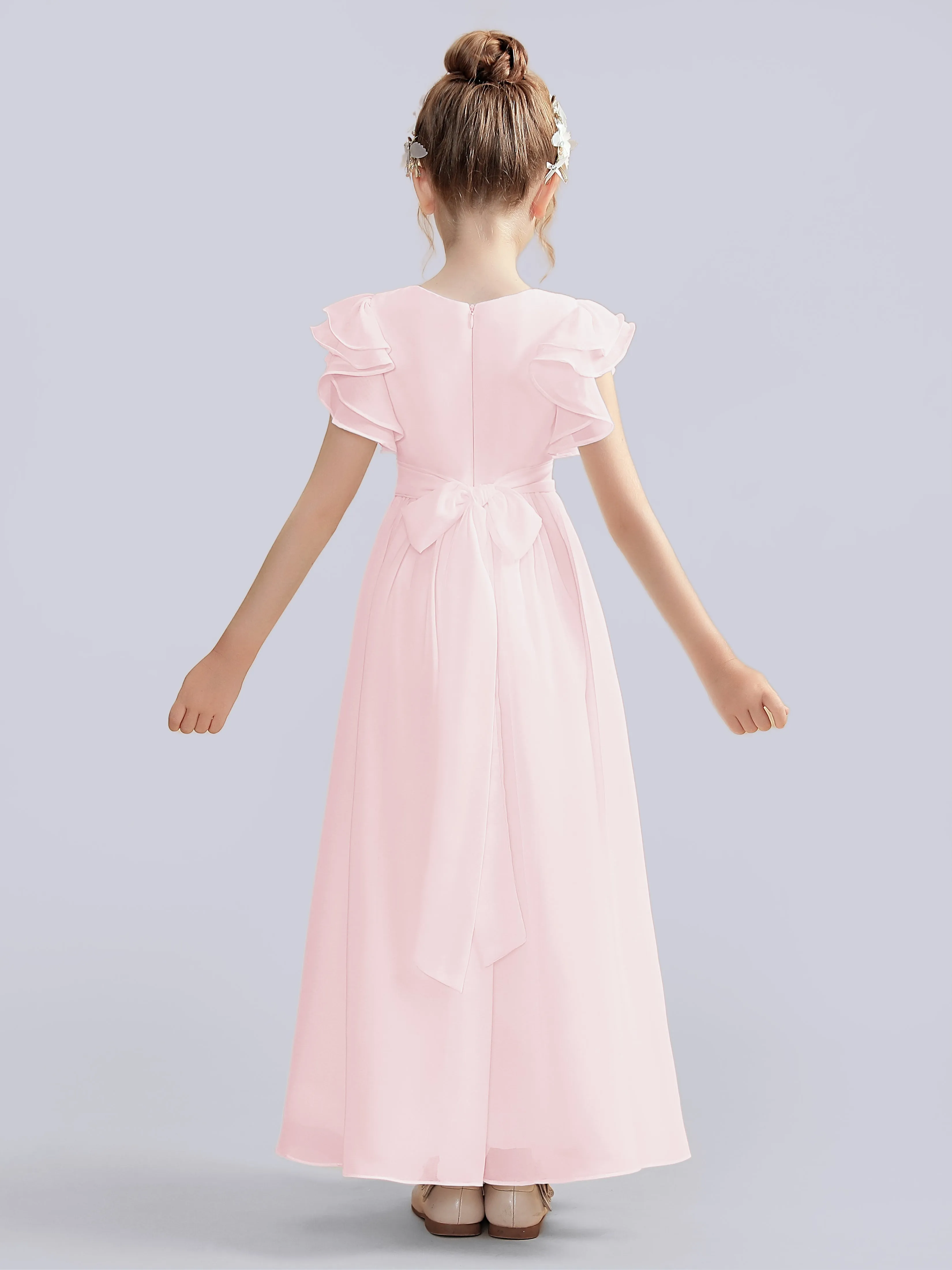 Flutter Crinkle Chiffon Junior Bridesmaid Dress