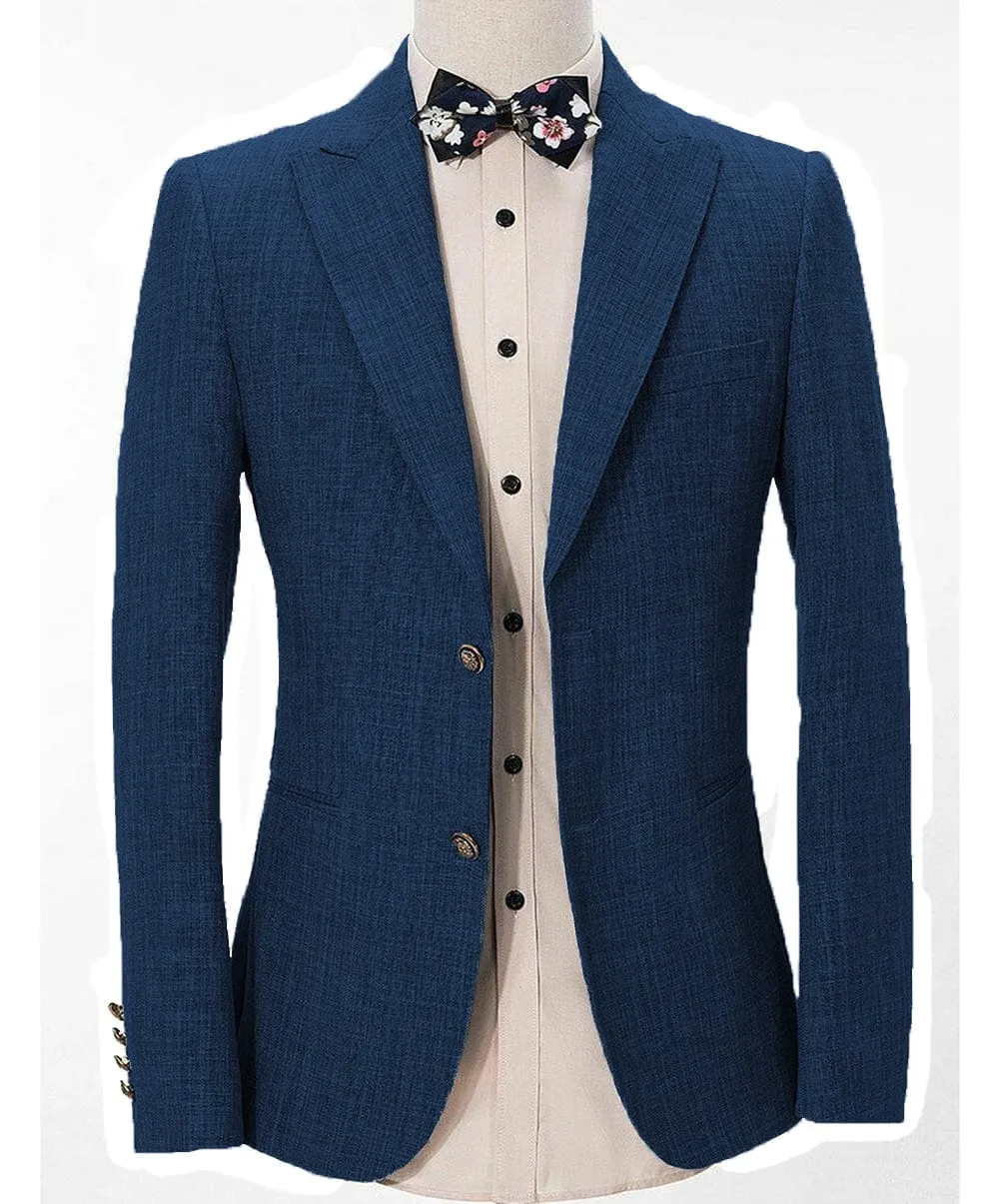 Formal Linen Men's Regular Peak Lapel Blazer