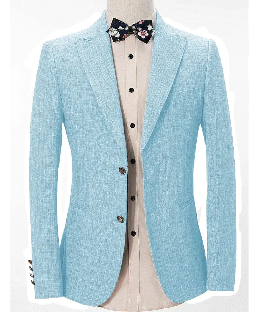 Formal Linen Men's Regular Peak Lapel Blazer