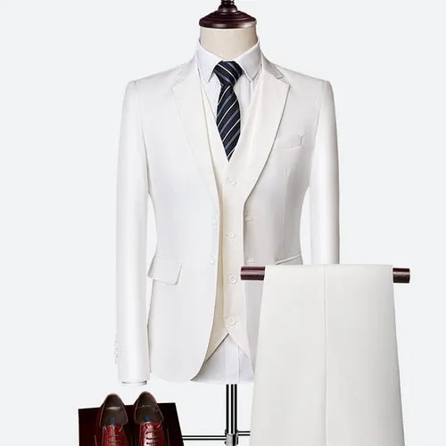 Formal Prom Business Slim Fit Suits Set Jacket, Pants & Vest