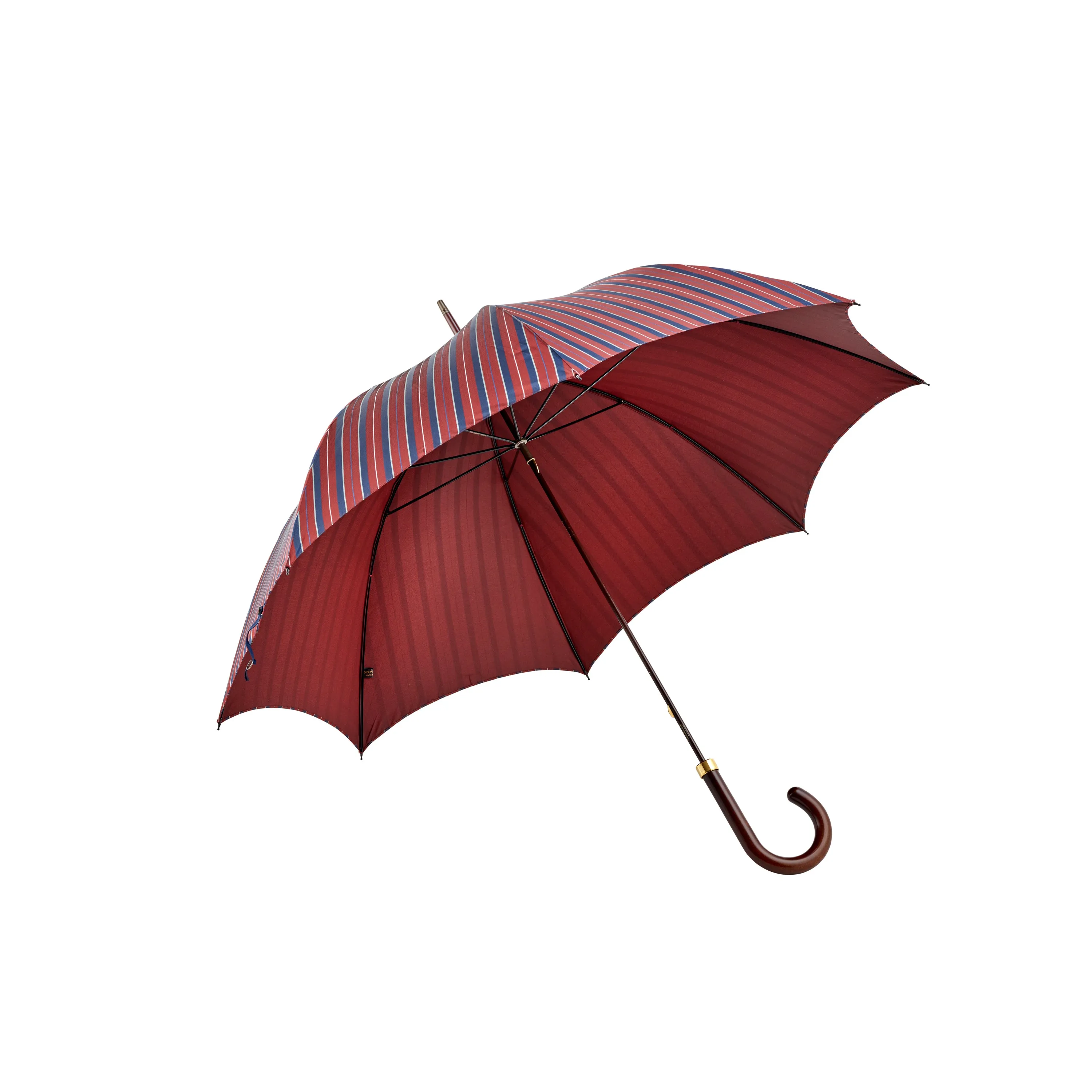 Fox Umbrellas Dark Brown Matt Maple Handle Blazer Pinstripe Umbrella