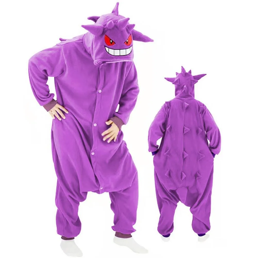 Gengar Kigurumi Onesies Pokemon Pajamas Pyjamas Halloween Jumpsuit Costume SAZAC