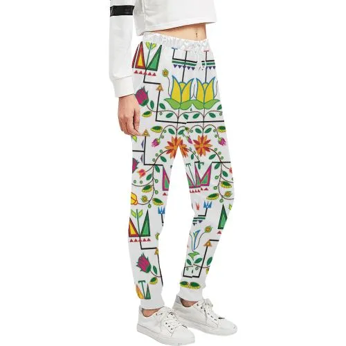 Geometric Floral Summer-White Women's Sweatpants