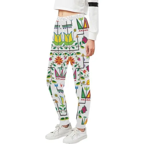 Geometric Floral Summer-White Women's Sweatpants