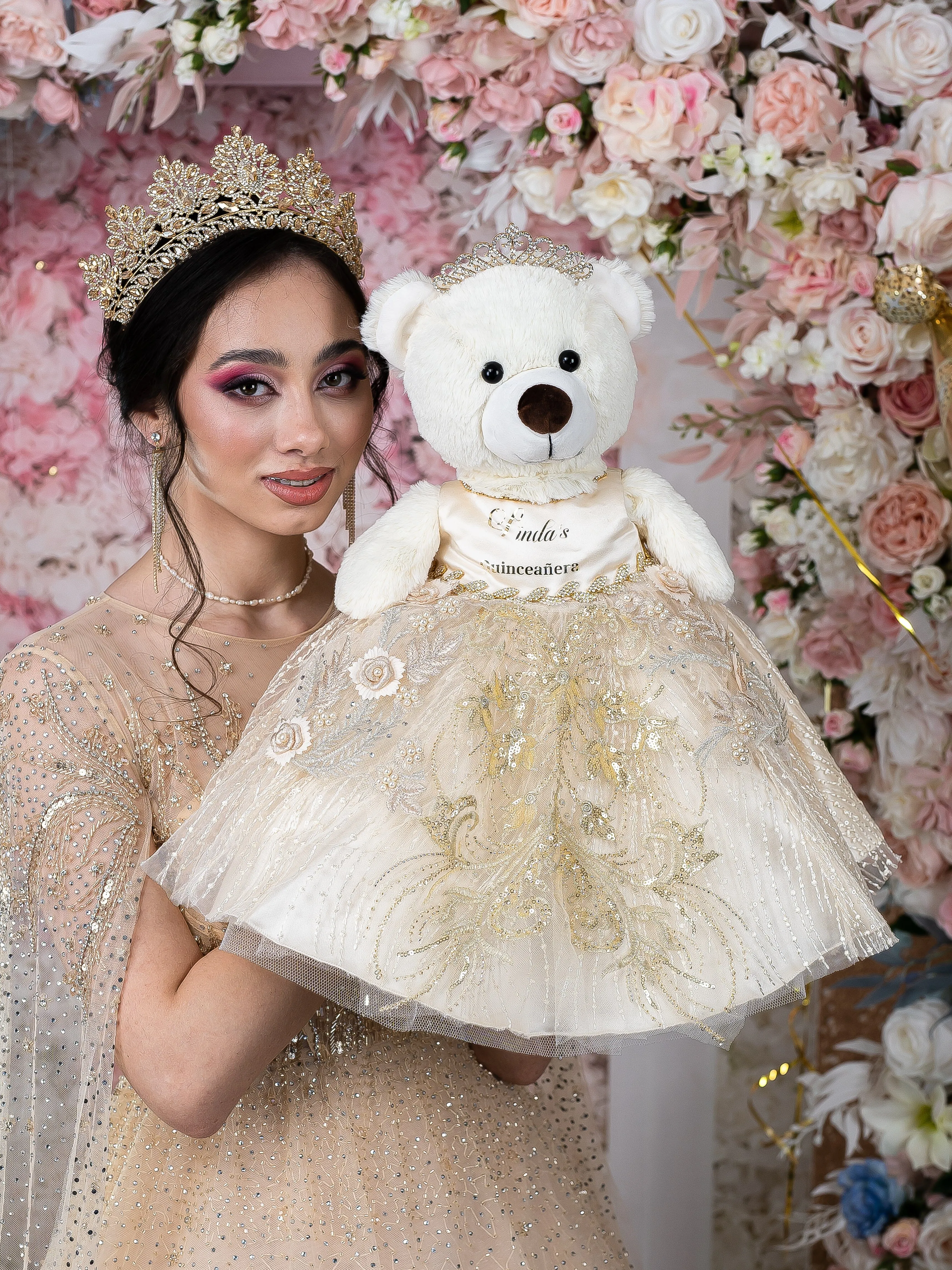 Gold quinceanera dress hanger