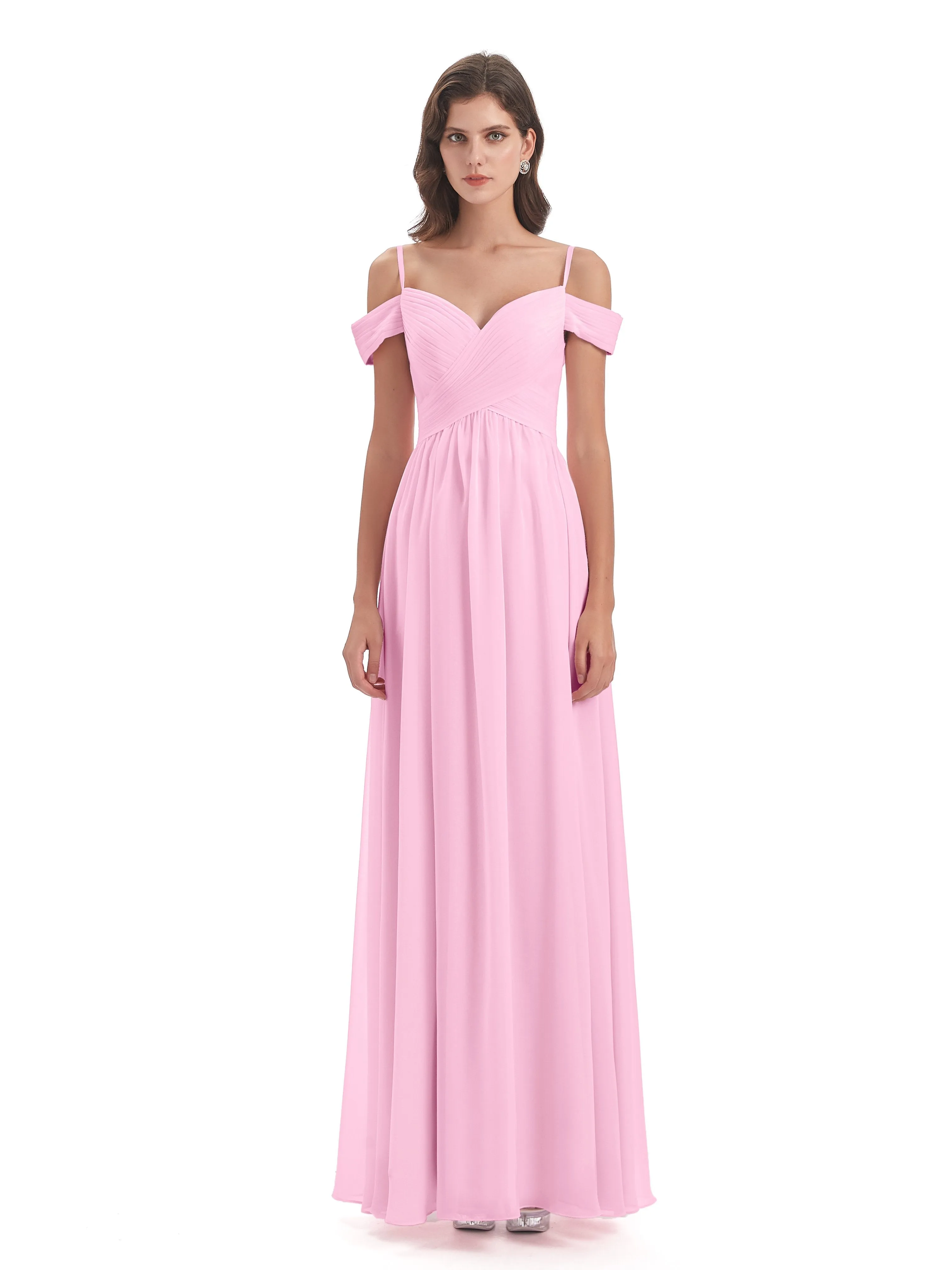 Gorgeous Chiffon Off The Shoulder Long Bridesmaid Dresses