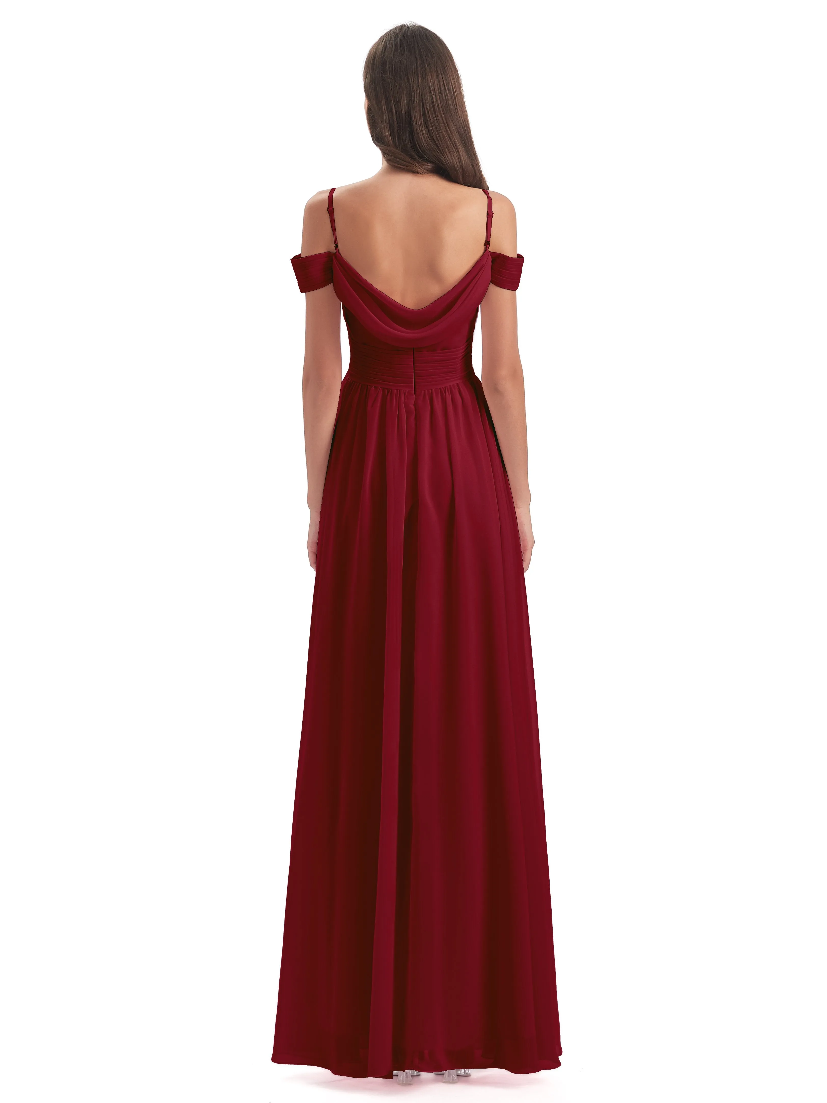 Gorgeous Chiffon Off The Shoulder Long Bridesmaid Dresses