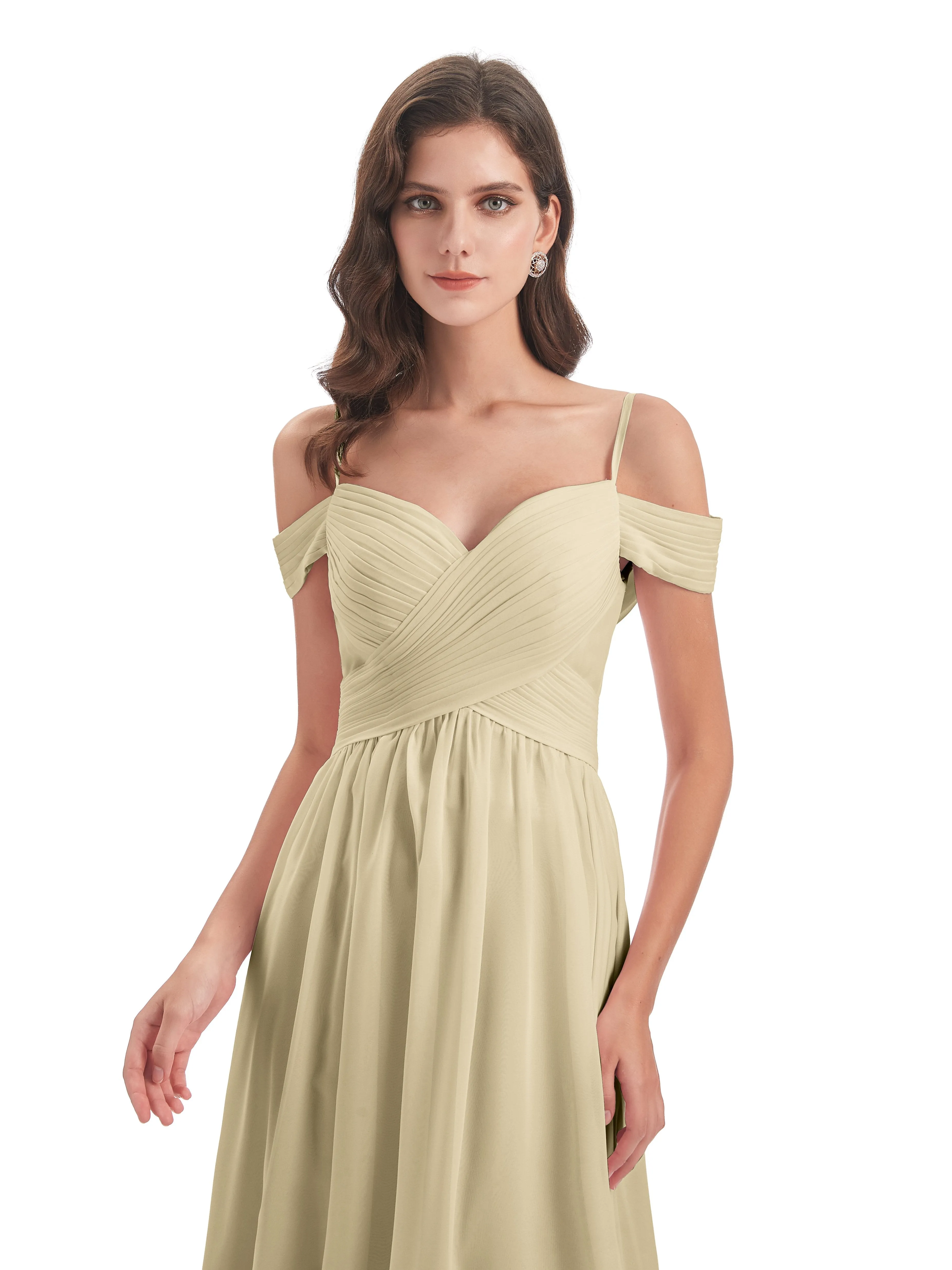 Gorgeous Chiffon Off The Shoulder Long Bridesmaid Dresses